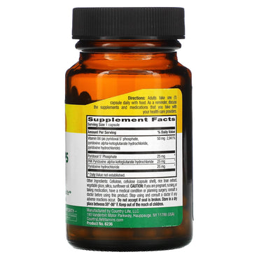 Country Life, Coenzyme Active B-6 50 mg, 30 Vegetarian Capsules UPC 015794062363 | Hilife Vitamins