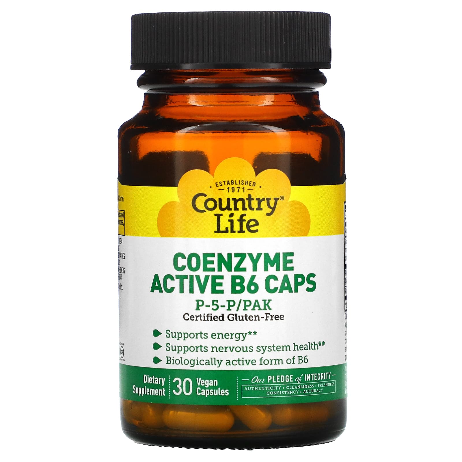 Country Life, Coenzyme Active B-6 50 mg, 30 Vegetarian Capsules UPC 015794062363 | Hilife Vitamins