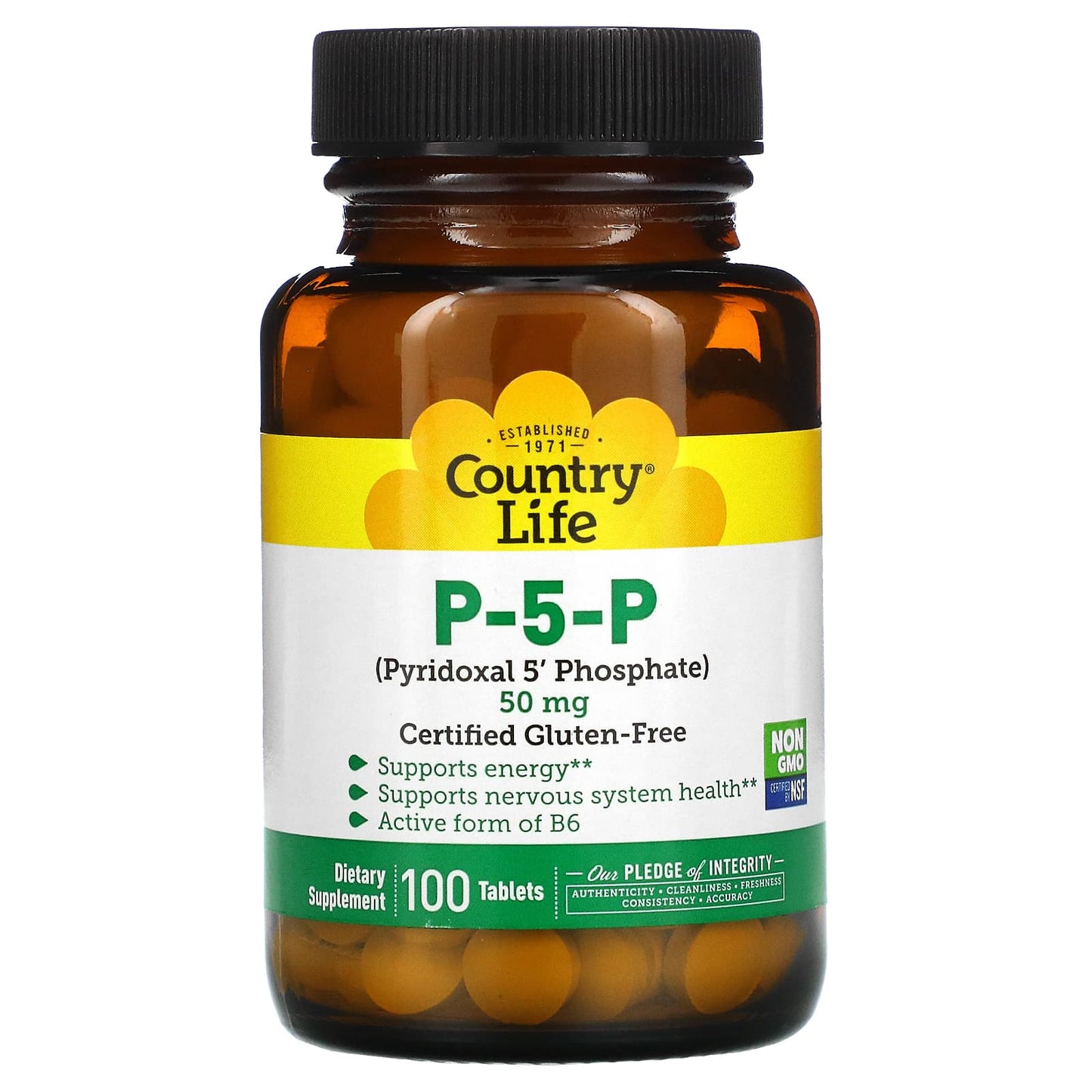 Country Life, P-5-P (Pyridoxal 5 Phosphate), 50 mg, 100 Tablets UPC 015794062370 | Hilife Vitamins
