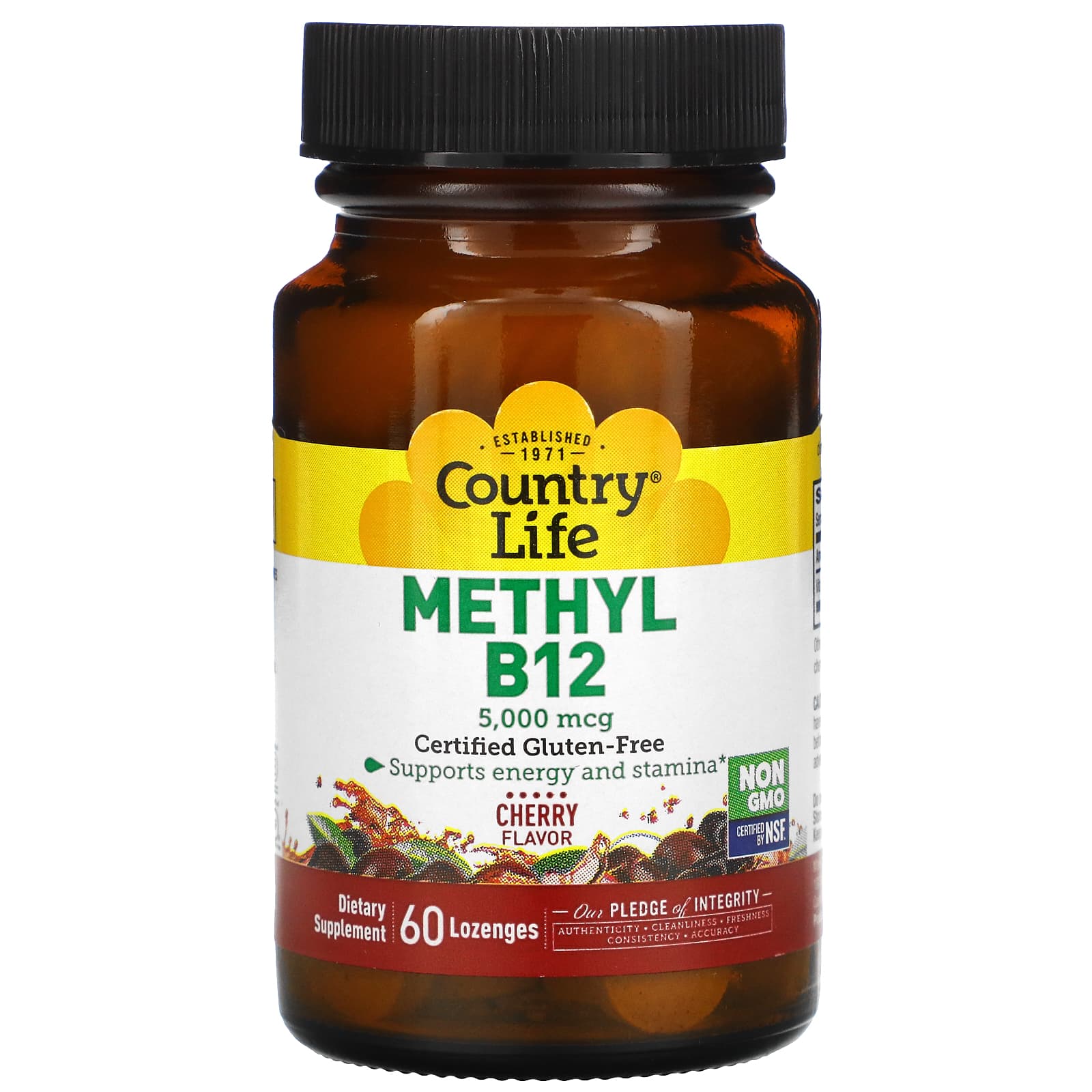 Country Life, Methyl B-12 5000 Mcg, 60 Lozenges UPC 015794063049 | Hilife Vitamins