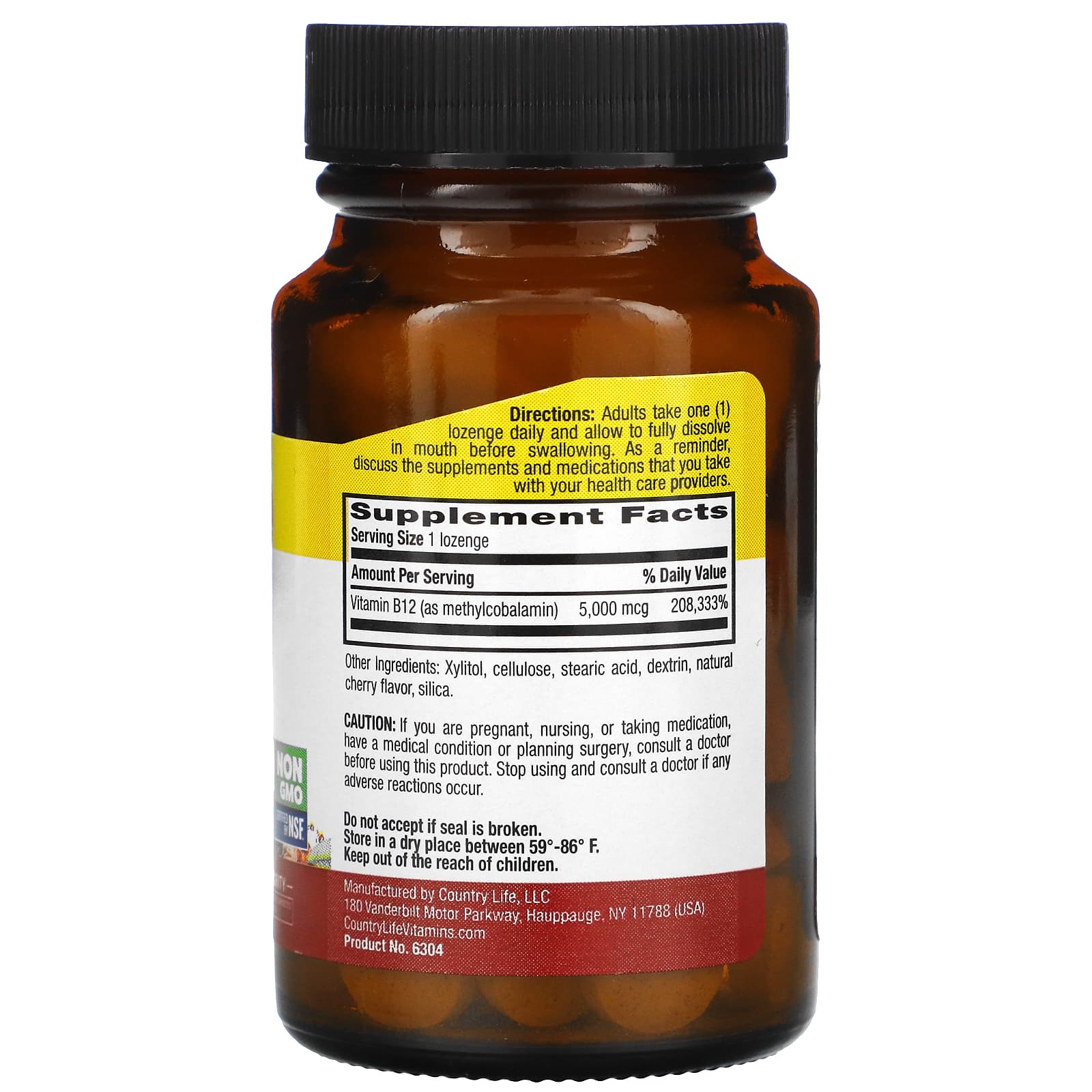 Country Life, Methyl B-12 5000 Mcg, 60 Lozenges UPC 015794063049 | Hilife Vitamins