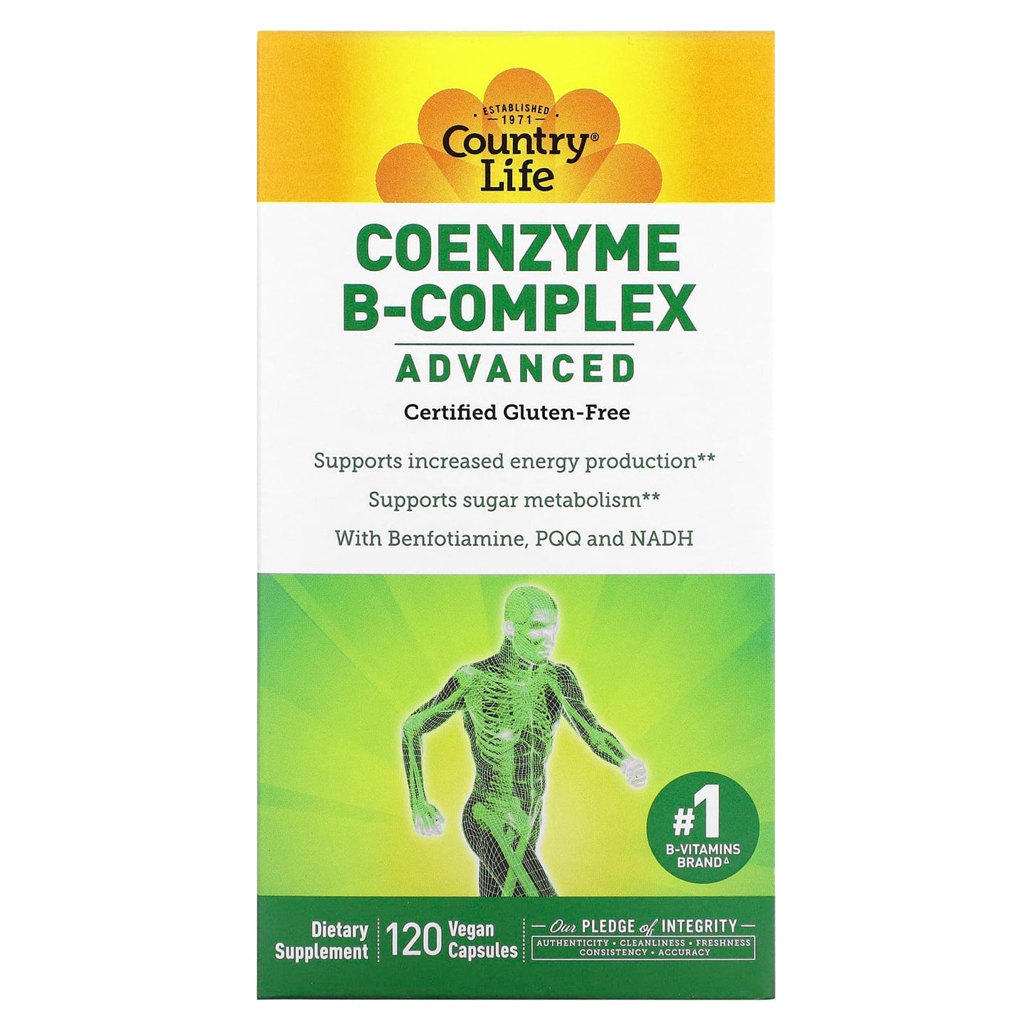 Country Life, Coenzyme B Complex Advanced, 120 Vegan Capsules UPC 015794064039 | Hilife Vitamins