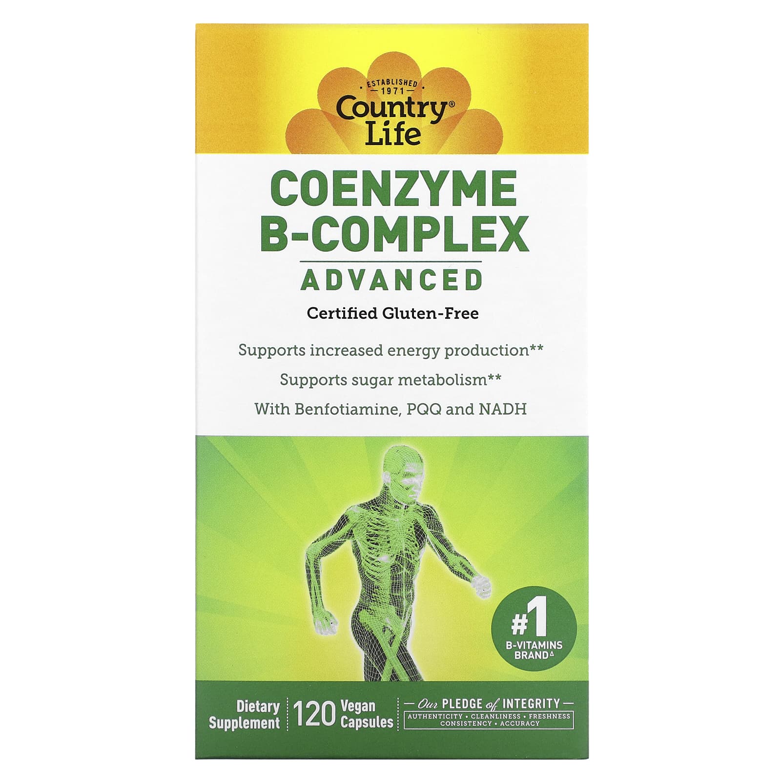 Country Life, Coenzyme B Complex Advanced, 120 Vegan Capsules UPC 015794064039 | Hilife Vitamins