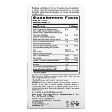 Country Life, Coenzyme B Complex Advanced, 120 Vegan Capsules UPC 015794064039 | Hilife Vitamins