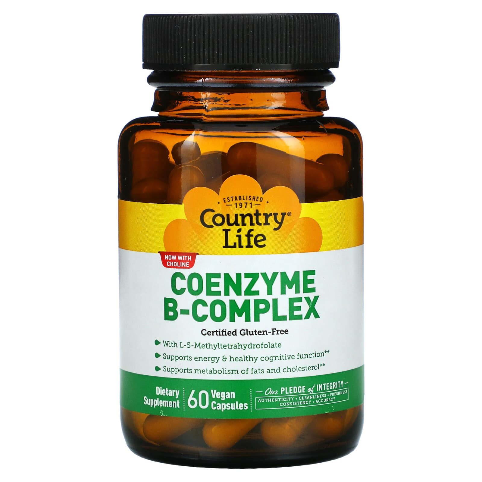 Country Life, Coenzyme B-Complex, 60 Vegan Capsules UPC 015794064183 | Hilife Vitamins