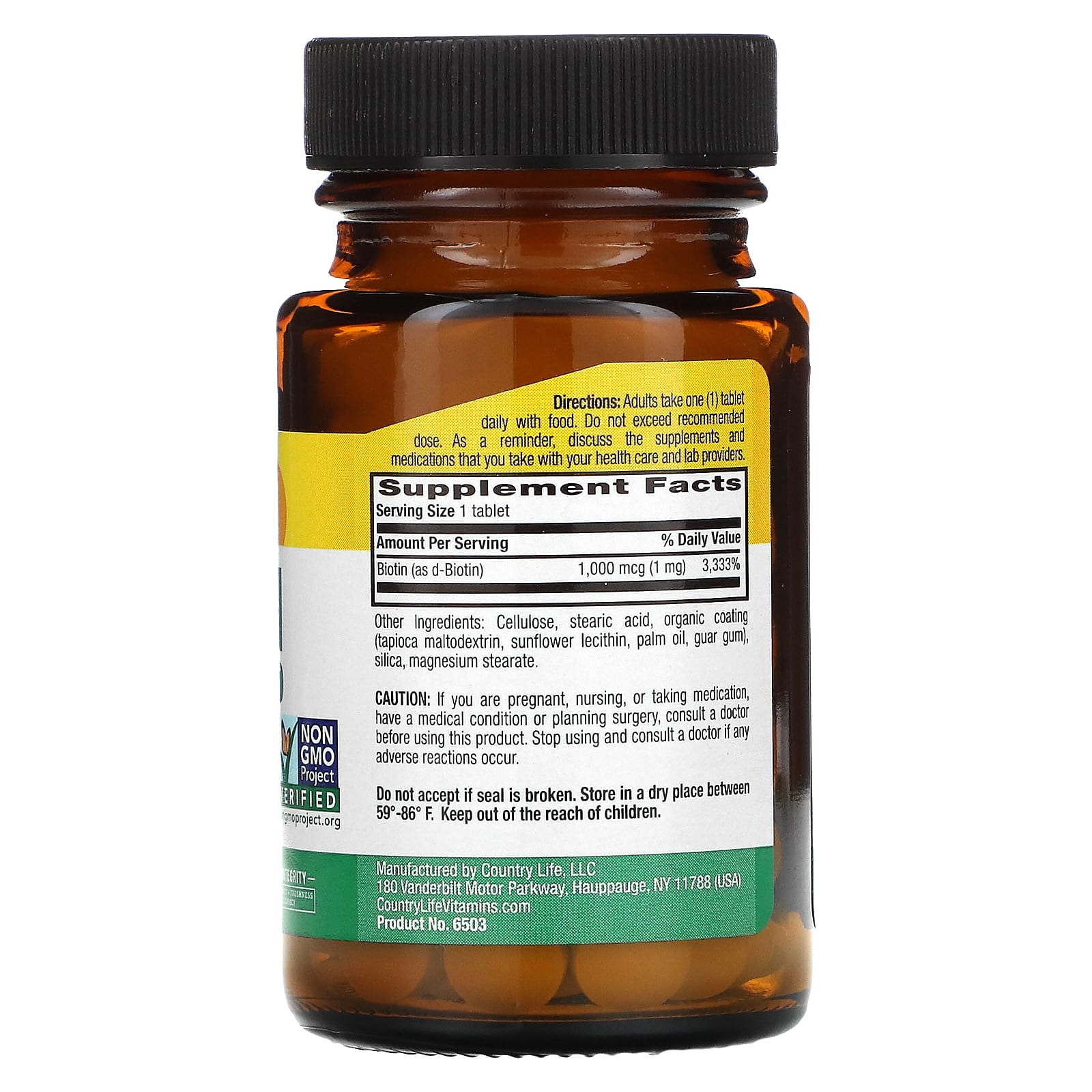 Country Life, Biotin 1000 Mcg, 100 Tablets UPC 015794065036 | Hilife Vitamins