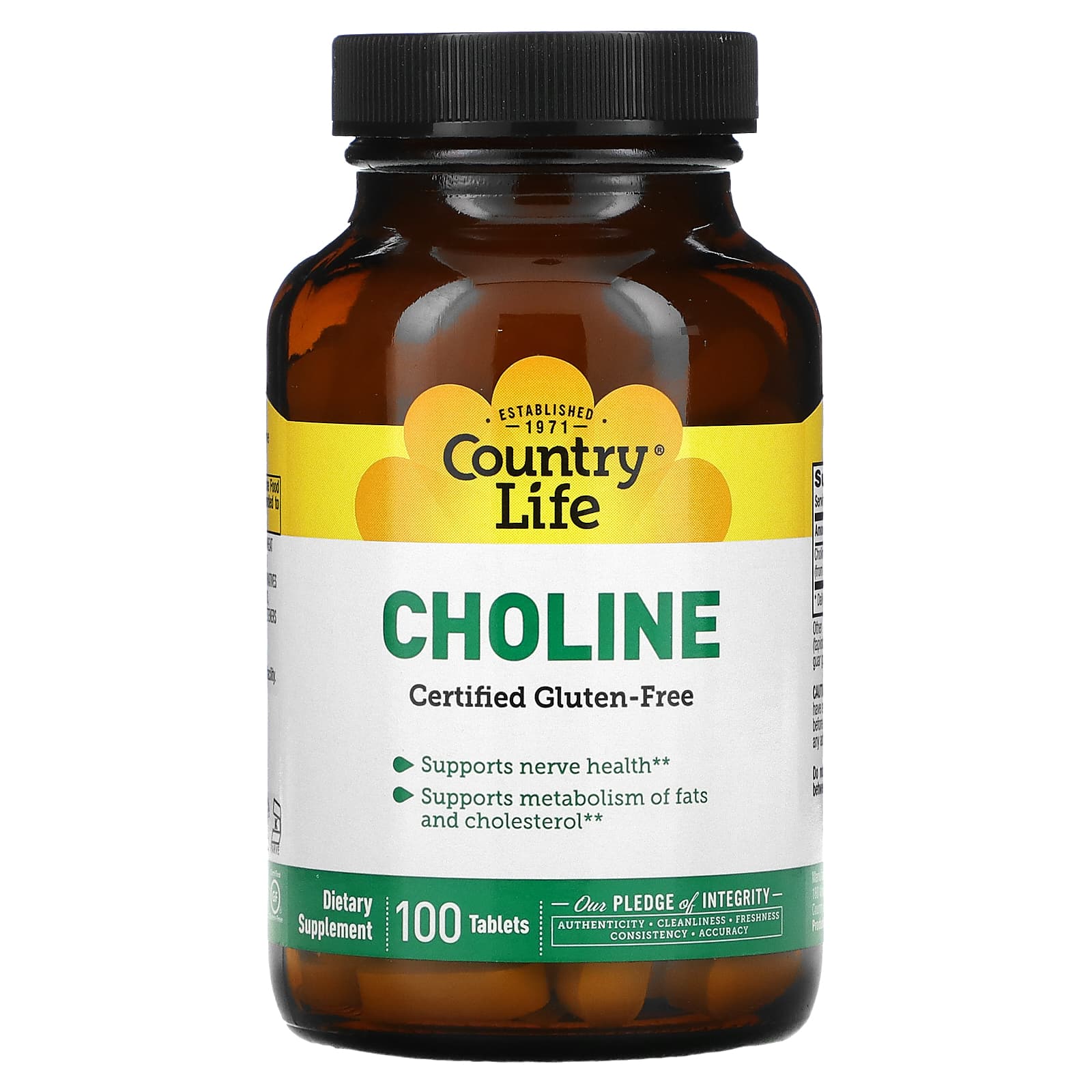 Country Life, Choline 650 Mg, 100 Tablets UPC 015794065104 | Hilife Vitamins