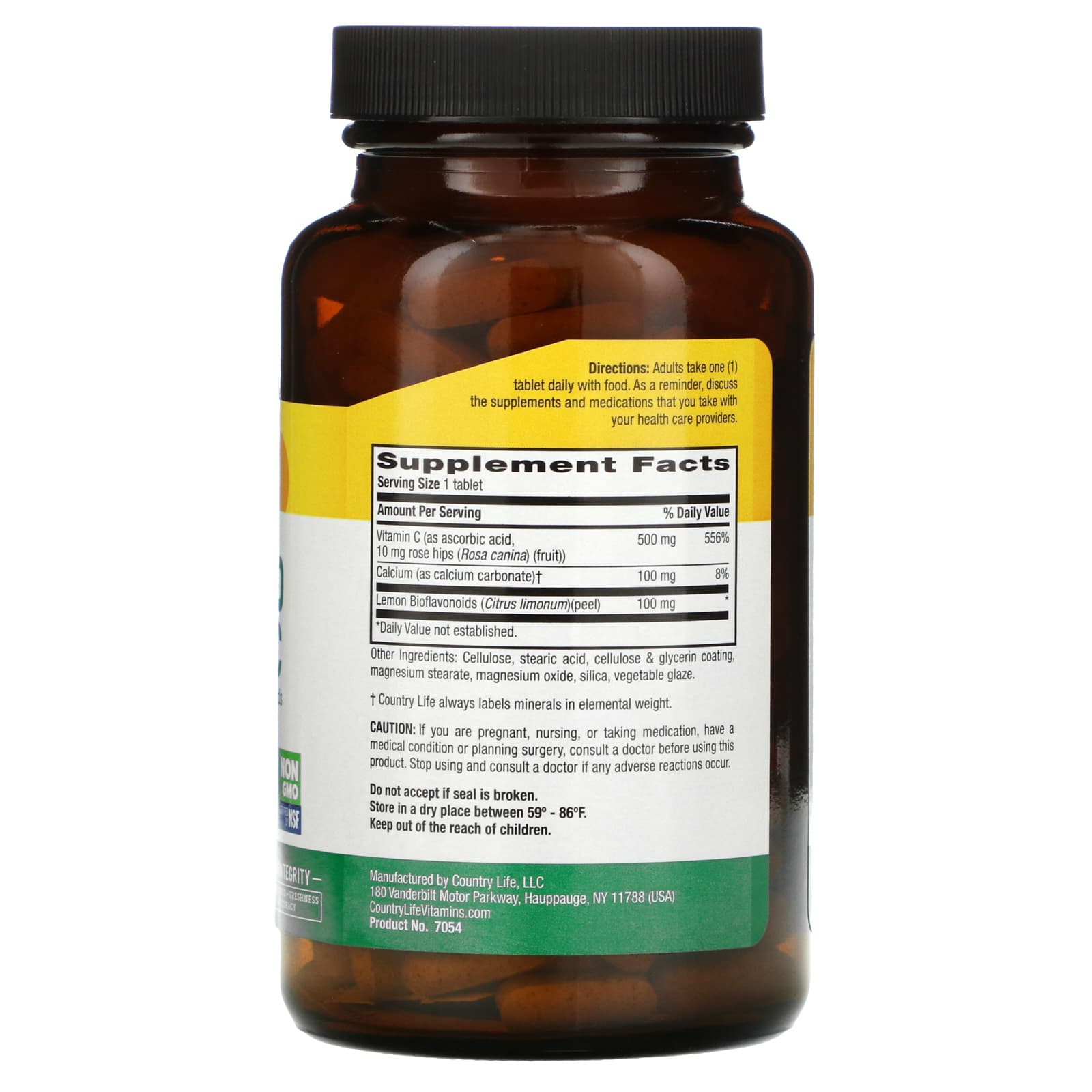 Country Life, Buffered Vitamin C, 500 mg, 250 Tablets UPC 015794070542 | Hilife Vitamins
