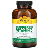 Country Life, Vitamin C, Buffered, 1,000 mg, 250 Tablets UPC 015794070641 | Hilife Vitamins