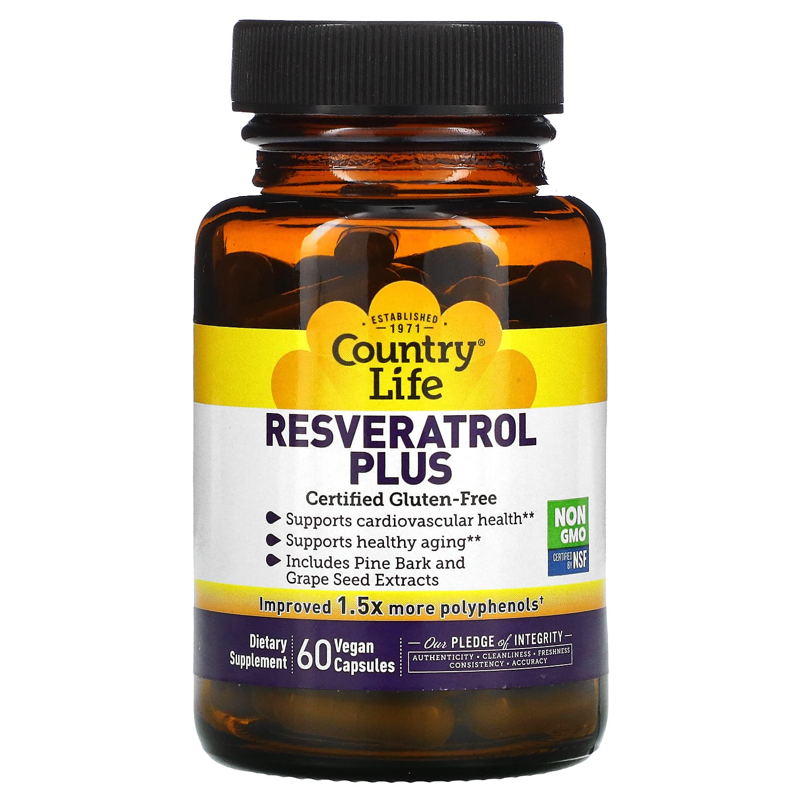 Country Life, Resveratrol Plus, 60 Vegan Capsules UPC 015794073178 | Hilife Vitamins