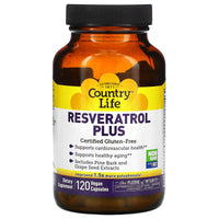 Country Life, Resveratrol Plus, 120 Vegan Capsules UPC 015794073185 | Hilife Vitamins
