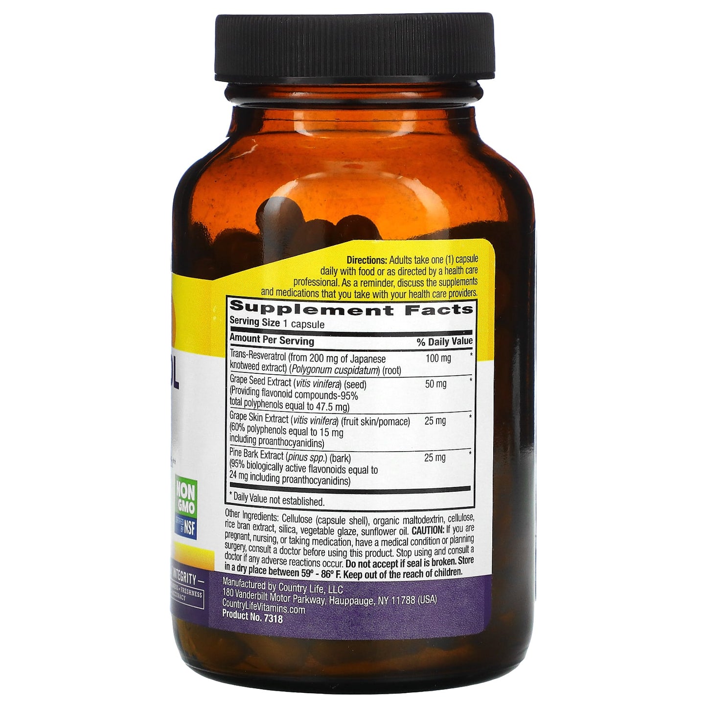 Country Life, Resveratrol Plus, 120 Vegan Capsules UPC 015794073185 | Hilife Vitamins