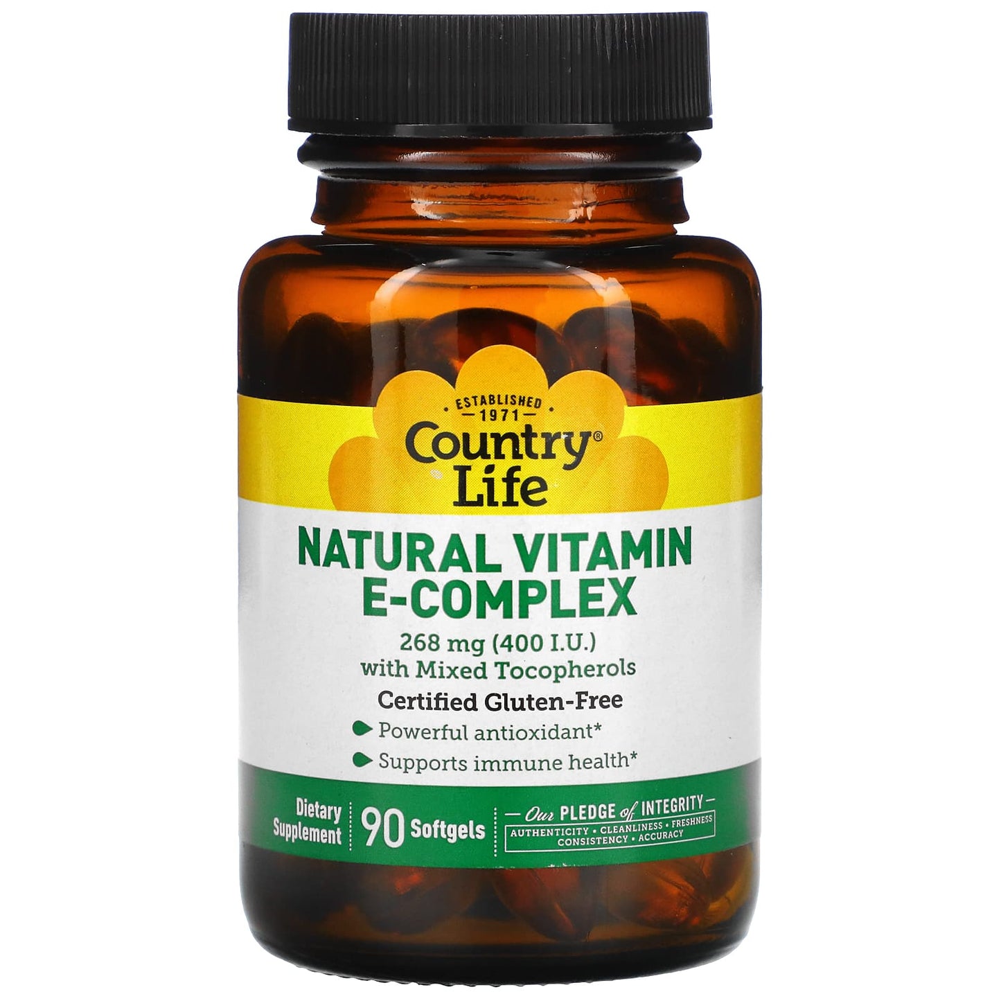 Country Life, Vitamin E Complex, 90 Softgels UPC 015794078326 | Hilife Vitamins