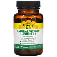 Country Life, Vitamin E Complex, 90 Softgels UPC 015794078326 | Hilife Vitamins