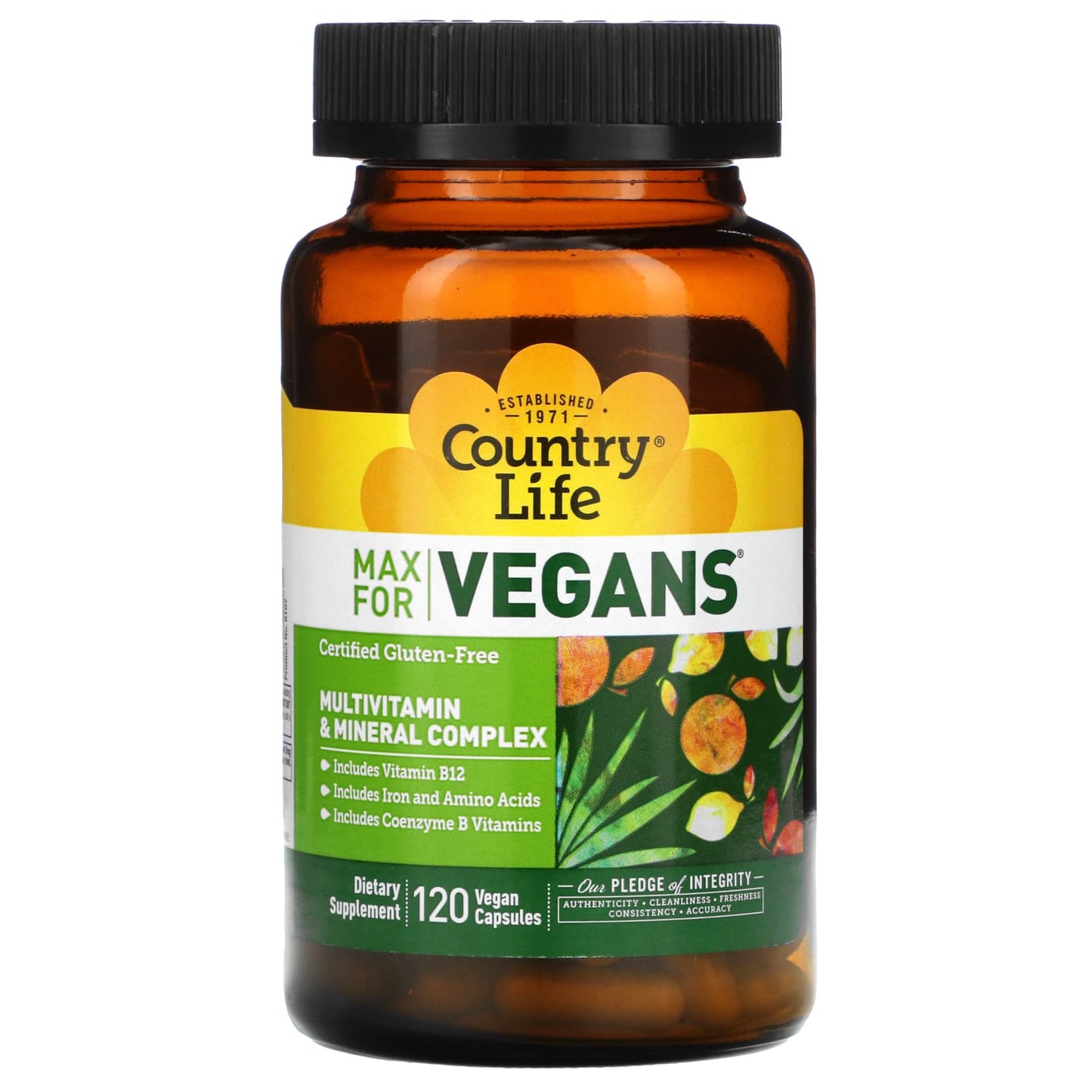Country Life, Max for Vegans, Multivitamin & Mineral Complex, 120 Vegan Capsules UPC 015794081074 | Hilife Vitamins