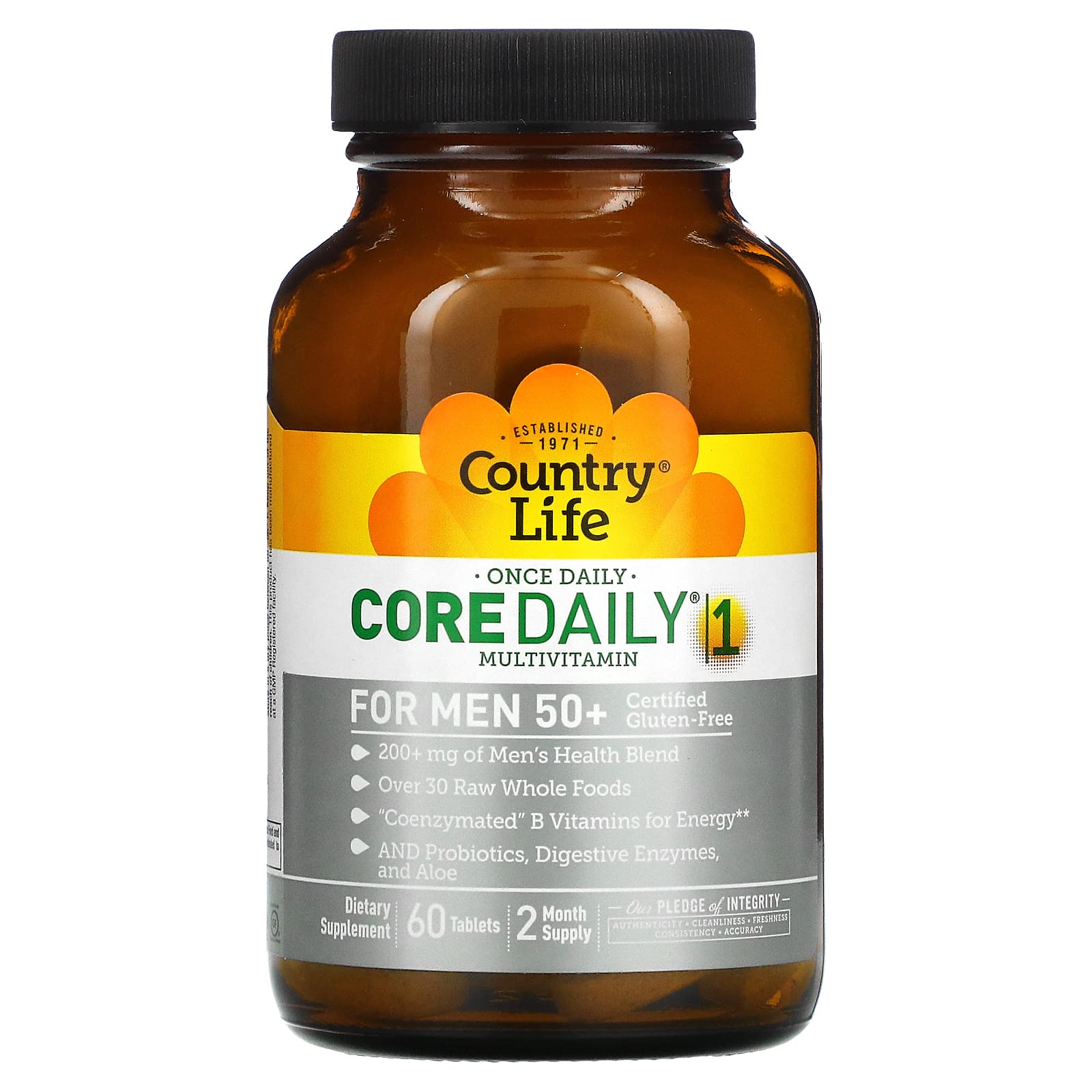 Country Life, Core Daily 1, Multivitamin For Men 50 Plus, 60 Tablets UPC 015794081944 | Hilife Vitamins