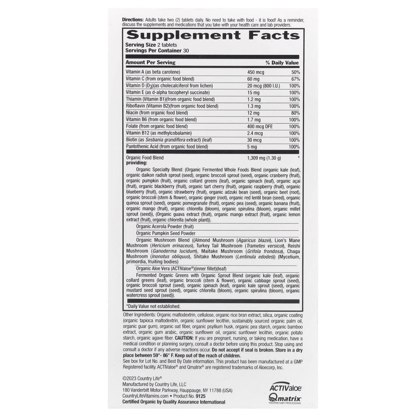 Country Life, RealFood Organics, Multivitamin For Men, 60 Easy-to-Swallow Tablets UPC 015794091257 | Hilife Vitamins
