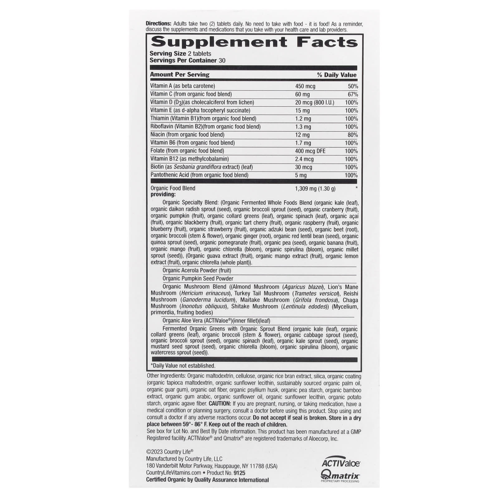 Country Life, RealFood Organics, Multivitamin For Men, 60 Easy-to-Swallow Tablets UPC 015794091257 | Hilife Vitamins
