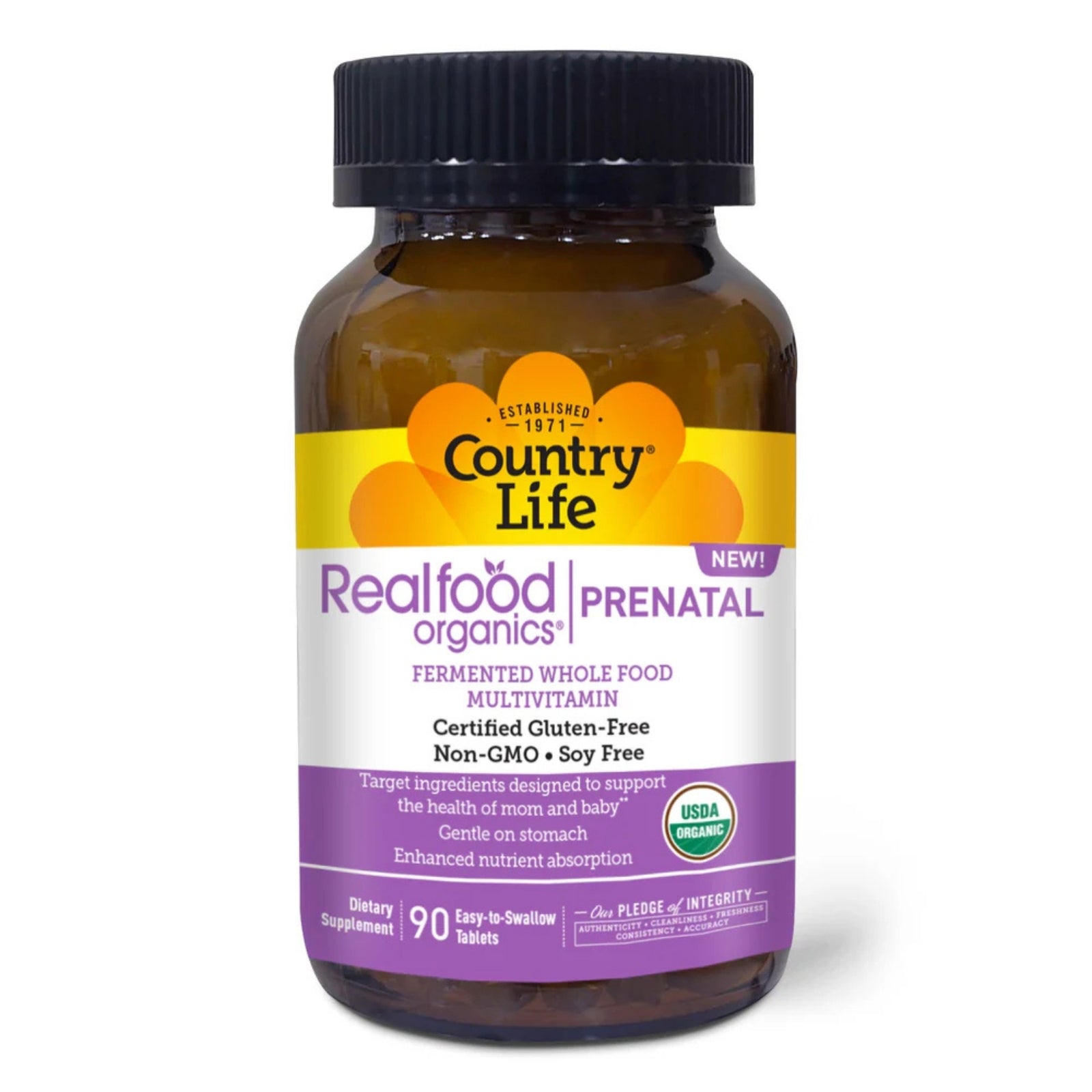 Country Life, Realfood Organics®, Prenatal Multivitamin, 90 Tablets UPC 015794091295 | Hilife Vitamins