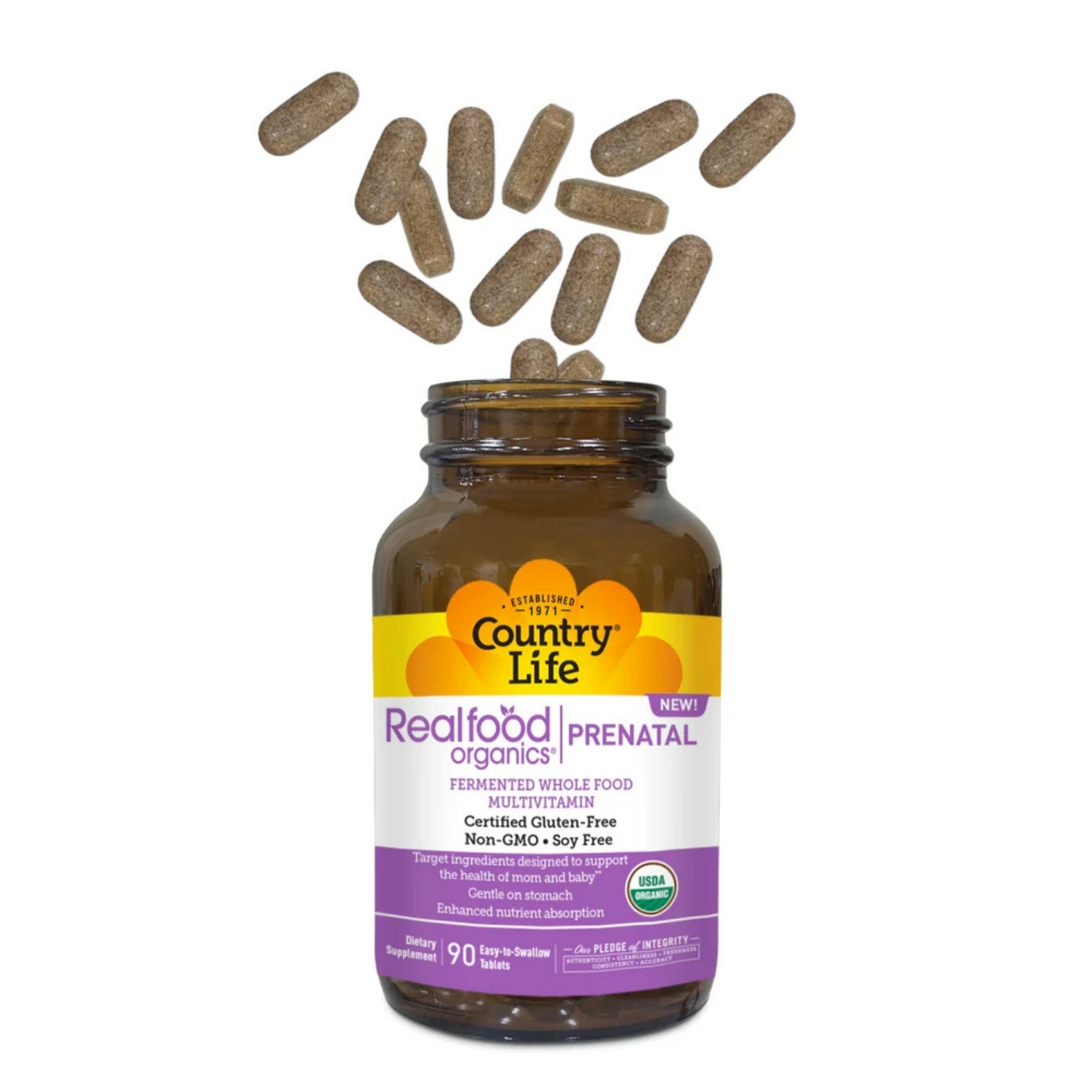 Country Life, Realfood Organics®, Prenatal Multivitamin, 90 Tablets UPC 015794091295 | Hilife Vitamins