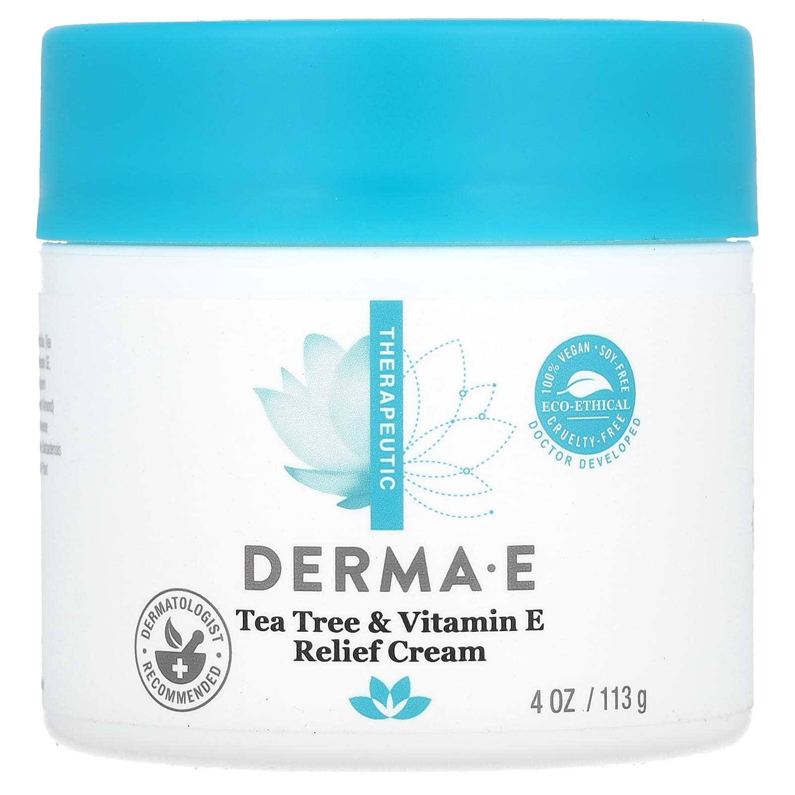 Derma-E, Tea Tree & Vitamin E Antiseptic Cream Natural Antiseptic, 4 Oz UPC 030985091250 | HiLife Vitamins