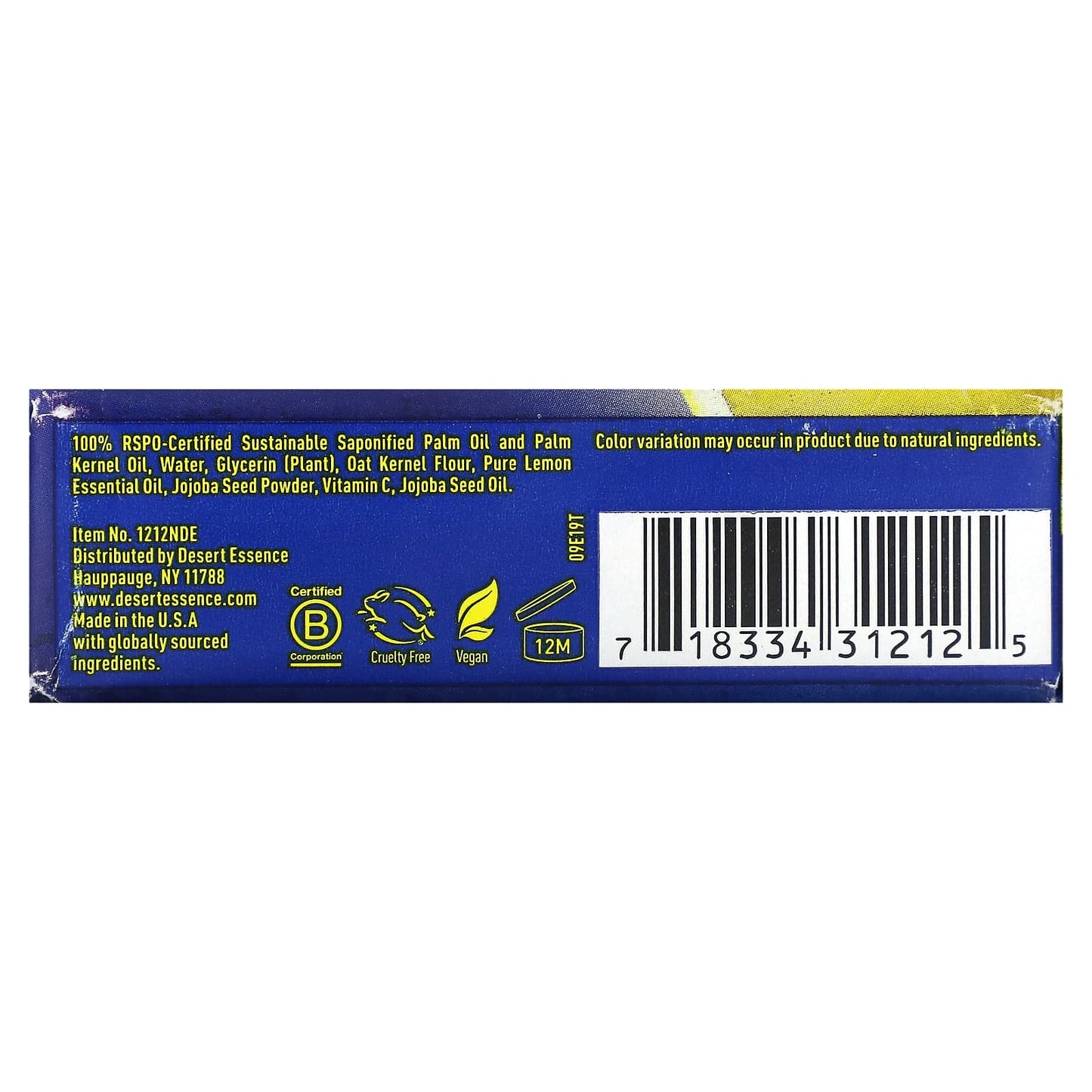 Desert Essence, Bar Soap Exfoliating Italian Lemon, 5 Oz UPC 718334312125 | HiLife Vitamins