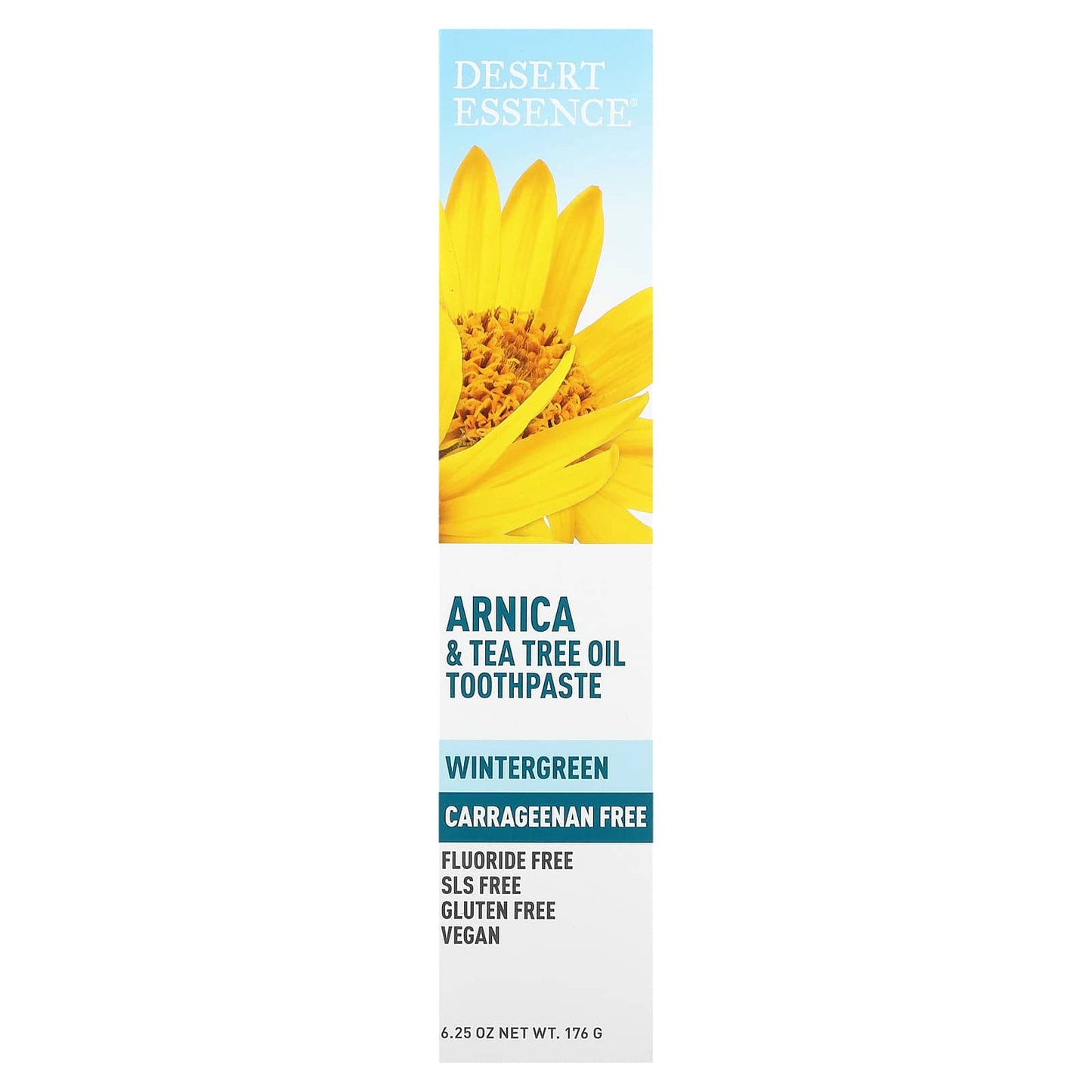 Desert Essence, Arnica & Tea Tree Toothpste, 6.25 Oz UPC 718334334431 | Hilife Vitamins