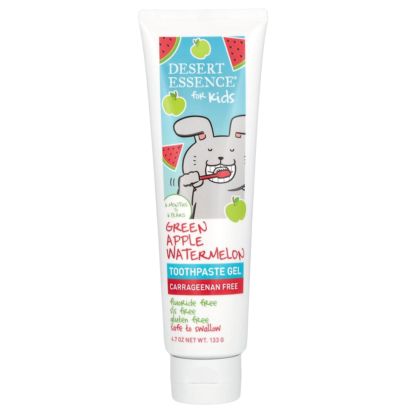 DESERT ESSENCE, Kid's Toothpaste Gel Green Apple Watermelon, 4.7 OUNCE UPC 718334334523 | Hilife Vitamins