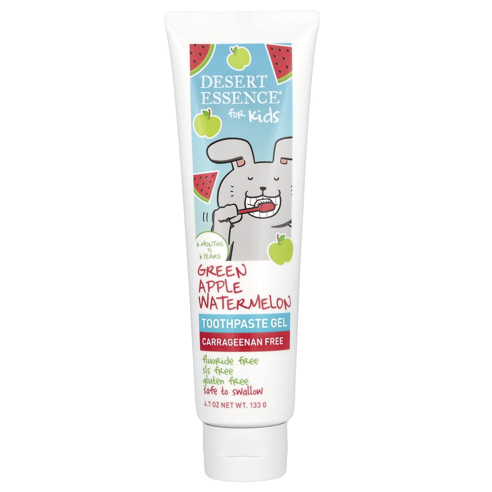 DESERT ESSENCE, Kid's Toothpaste Gel Green Apple Watermelon, 4.7 OUNCE UPC 718334334523 | Hilife Vitamins