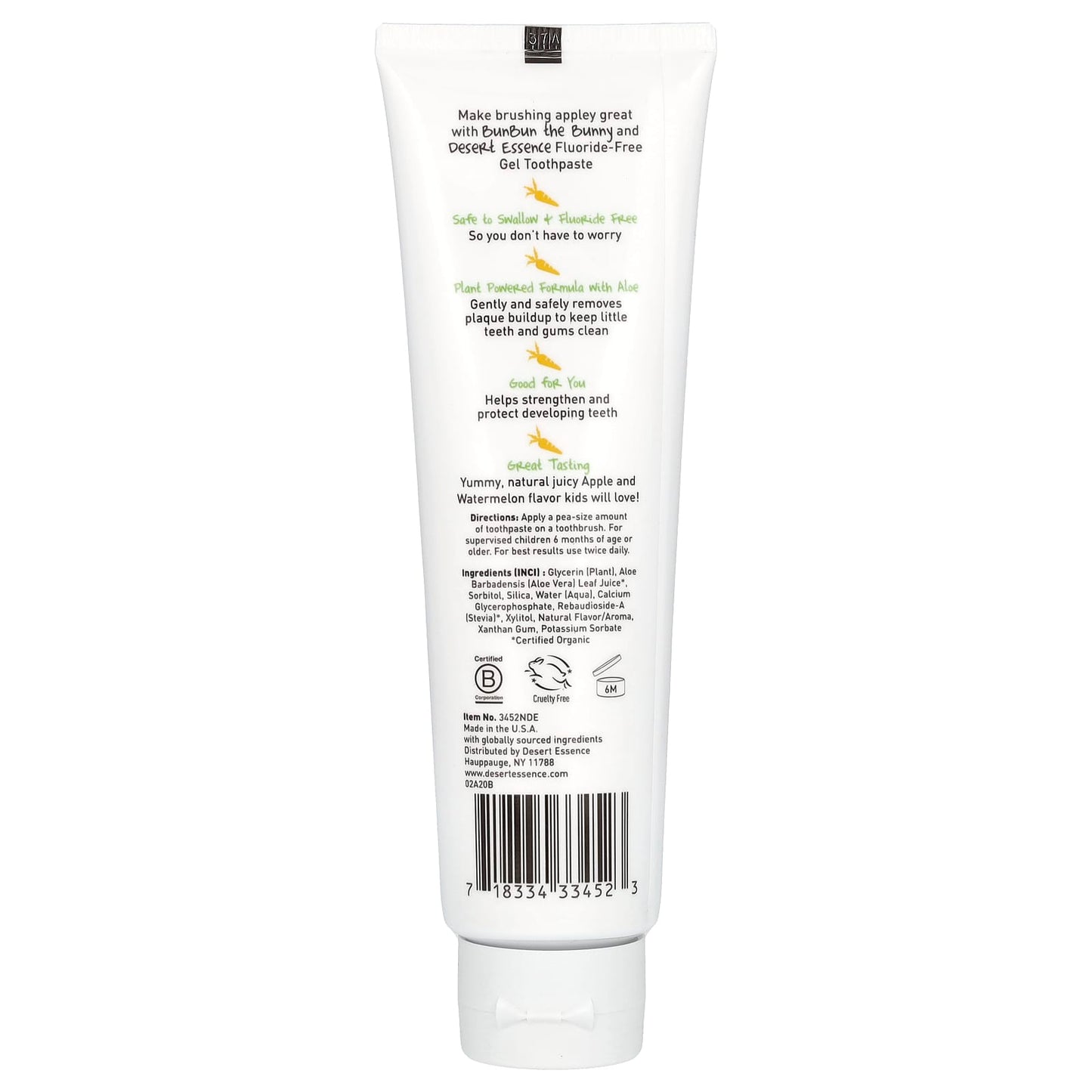 DESERT ESSENCE, Kid's Toothpaste Gel Green Apple Watermelon, 4.7 OUNCE UPC 718334334523 | Hilife Vitamins