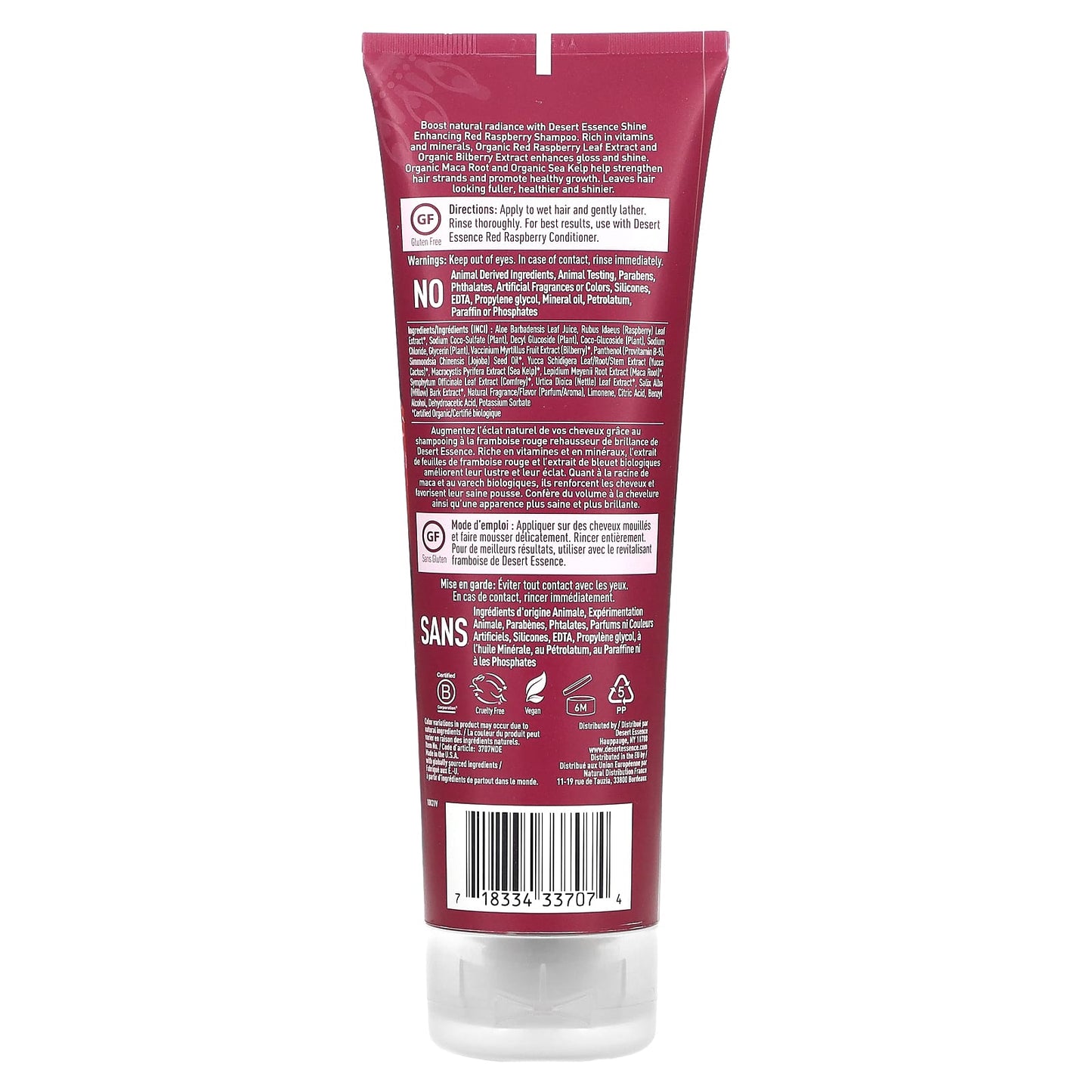 Desert Essence, Organics Red Raspberry Shampoo, 8 Oz UPC 718334337074 | Hilife Vitamins