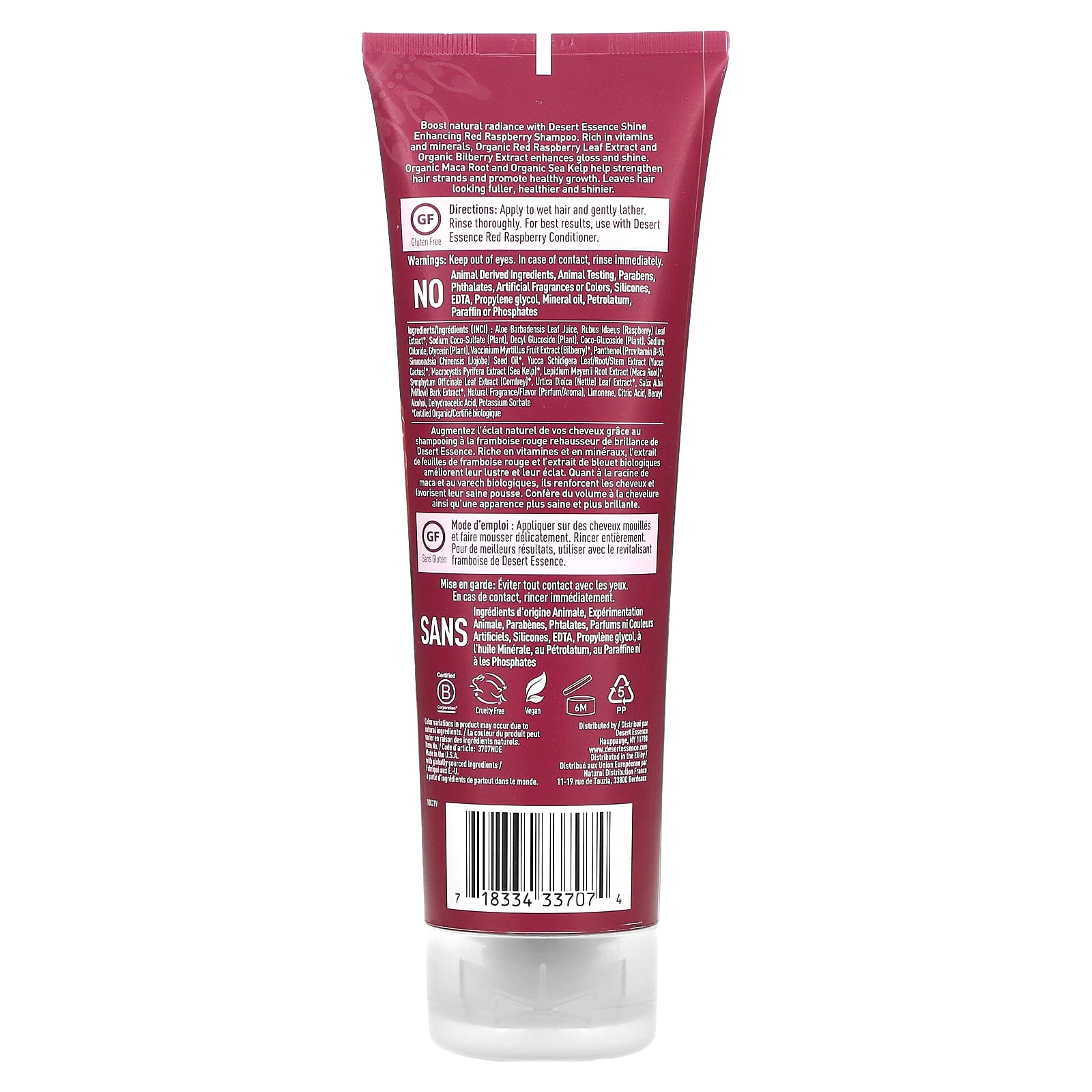 Desert Essence, Organics Red Raspberry Shampoo, 8 Oz UPC 718334337074 | Hilife Vitamins