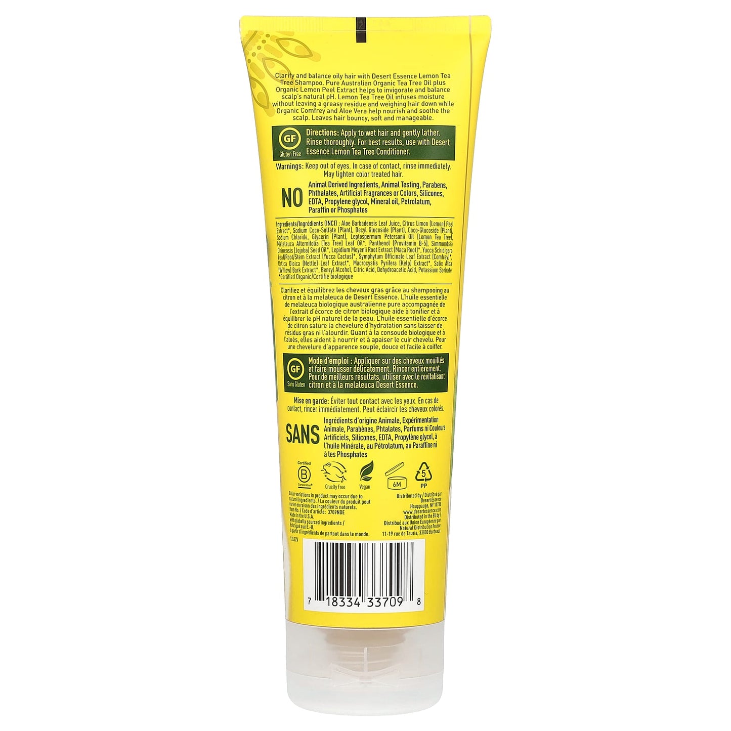 Desert Essence, Organics Lemon Tea Tree Shampoo, 8 Oz UPC 718334337098 | Hilife Vitamins