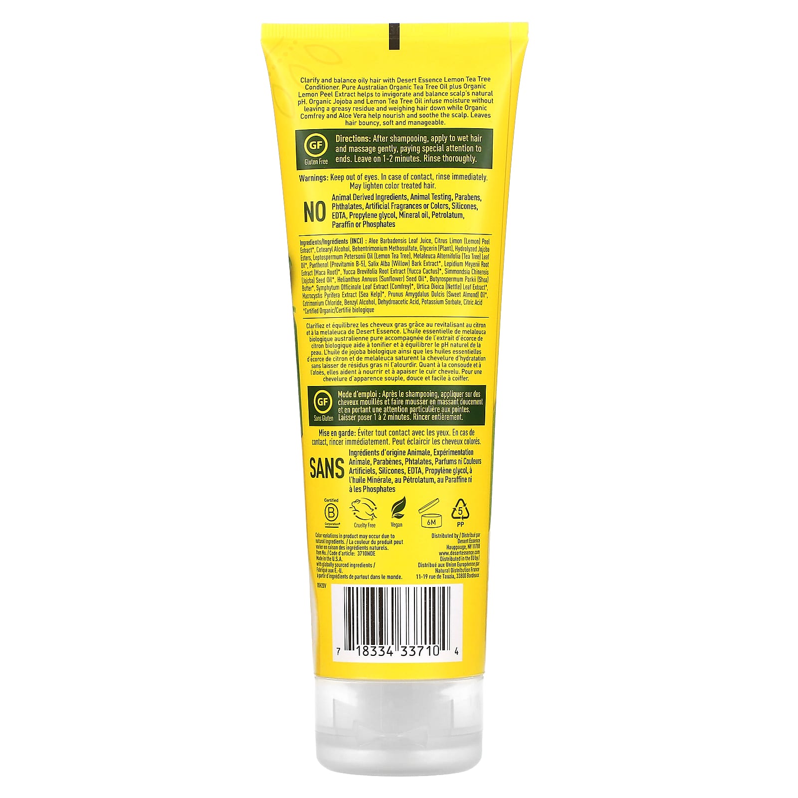 Desert Essence, Organics Lemon Tea Tree Conditioner, 8 Oz UPC 718334337104 | Hilife Vitamins