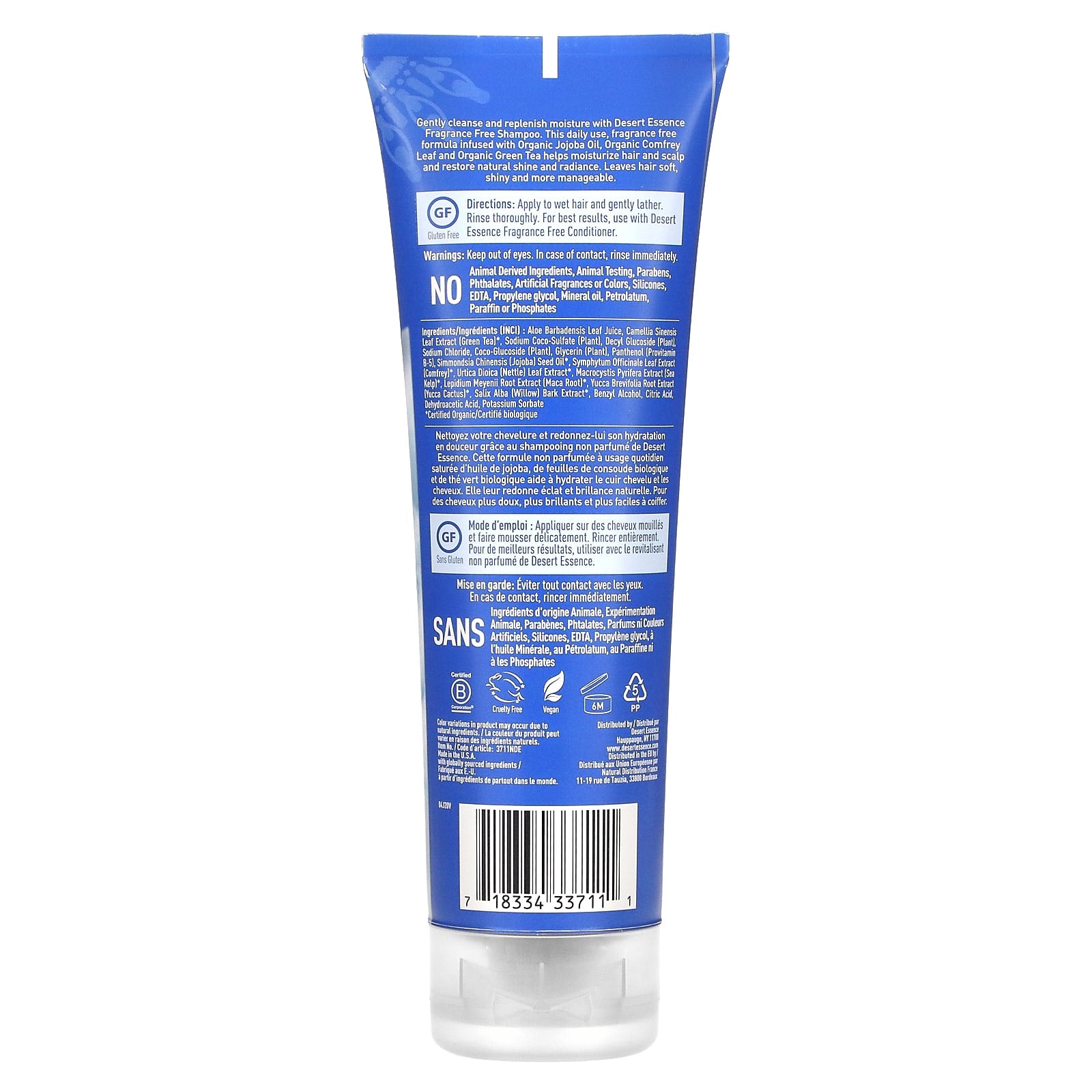 Desert Essence, Organics Unscented Shampoo, 8 Oz UPC 718334337111 | Hilife Vitamins