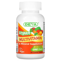 Deva Vegan, Vegan 1-A-Day Multi With Greens, 90 Tablets UPC 895634000027 | Hilife Vitamins