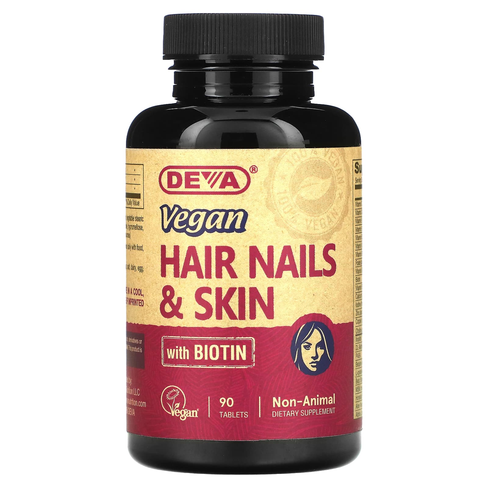 Deva Vegan, Vegan Hair Nails & Skin, 90 Tablets UPC 895634000072 | Hilife Vitamins