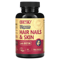 Deva Vegan, Vegan Hair Nails & Skin, 90 Tablets UPC 895634000072 | Hilife Vitamins