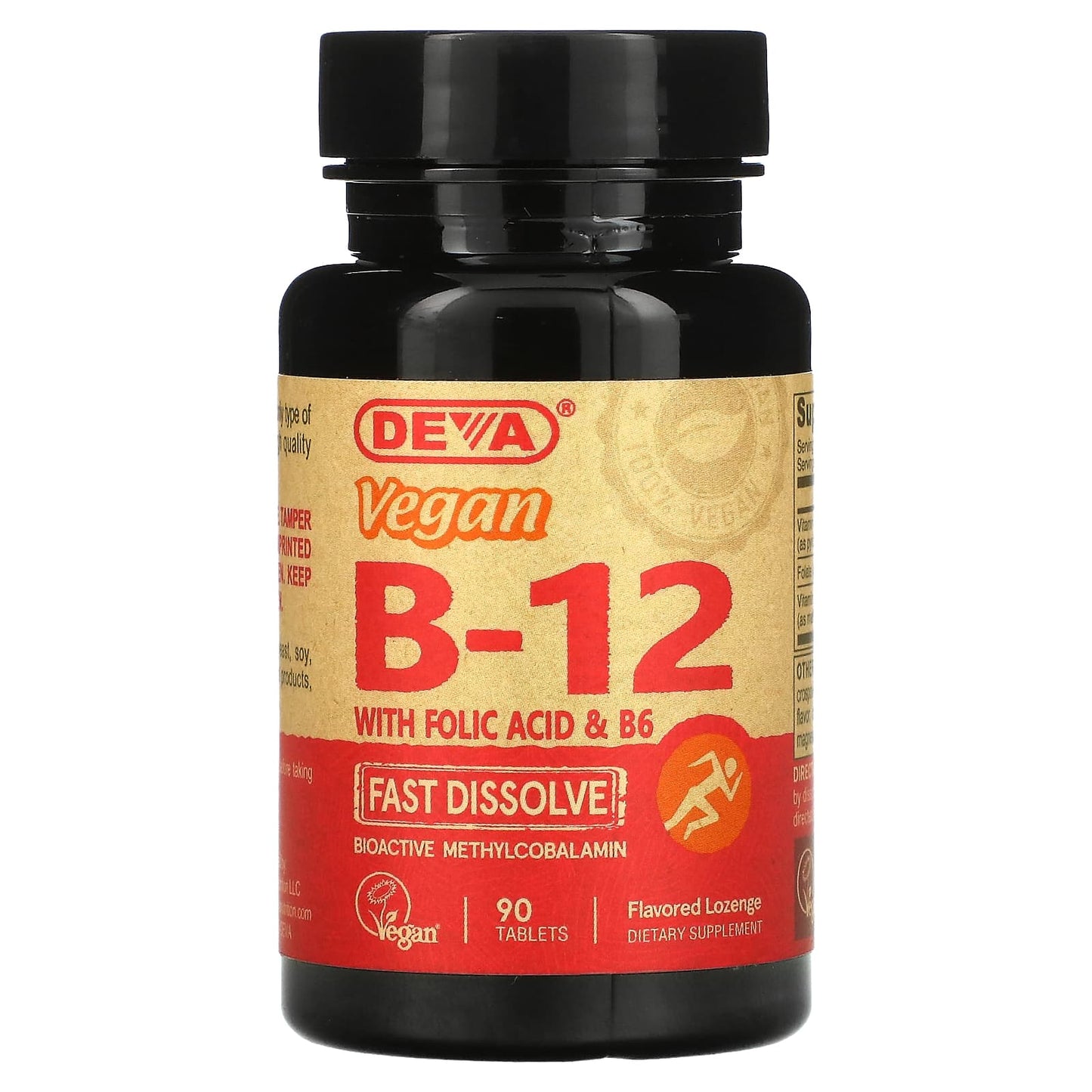 Deva Vegan, Vegan Sublingual B12 1000mcg, 90 Tablets UPC 895634000218 | Hilife Vitamins