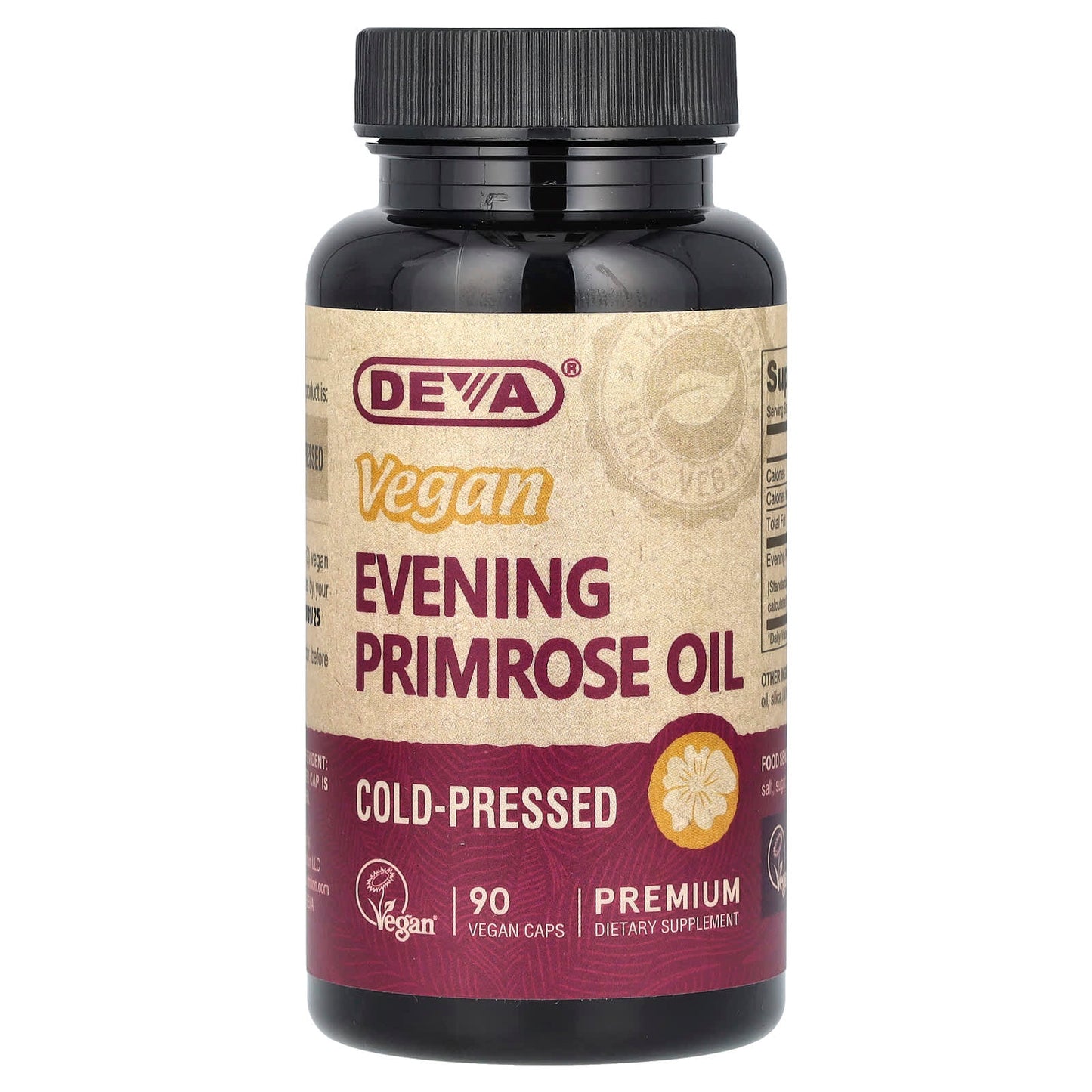 Deva Vegan, Vegan Evening Primrose Oil, 90 Capsules UPC 895634000249 | Hilife Vitamins