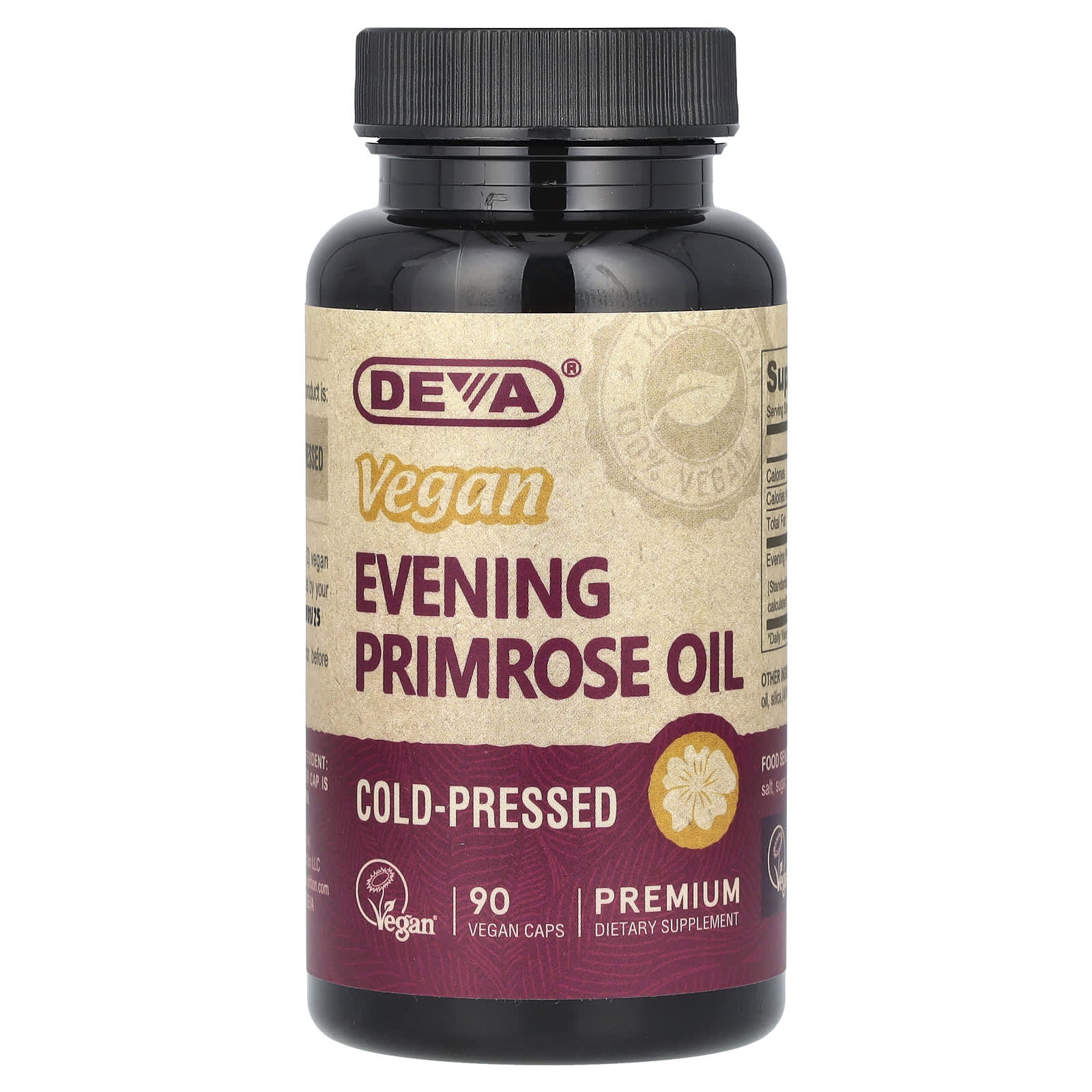 Deva Vegan, Vegan Evening Primrose Oil, 90 Capsules UPC 895634000249 | Hilife Vitamins