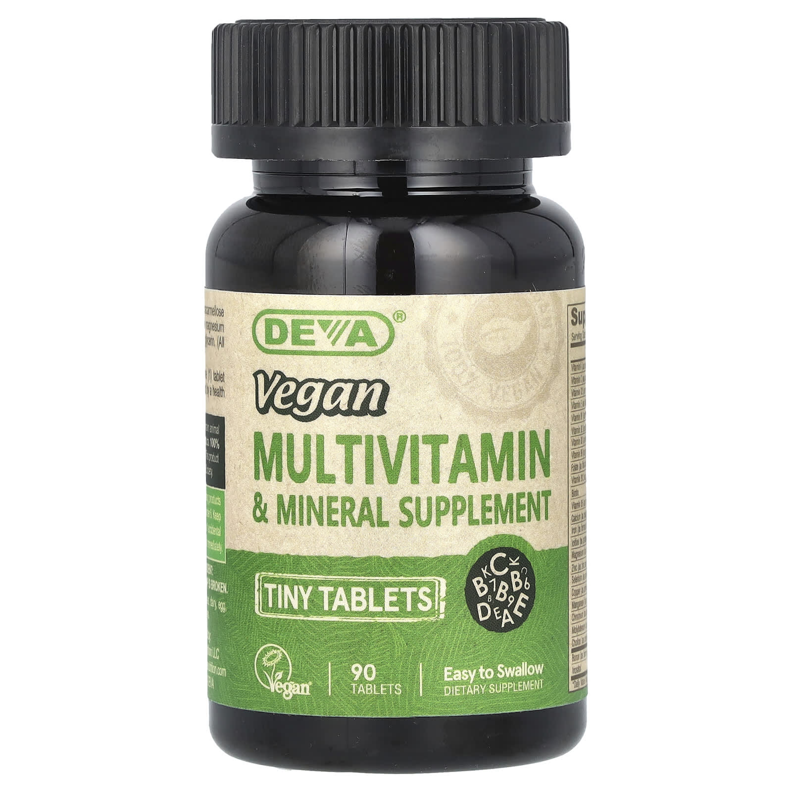 Deva Vegan, Vegan Tiny Tablets Multi Vitamin, 90 Tablets UPC 895634000294 | Hilife Vitamins