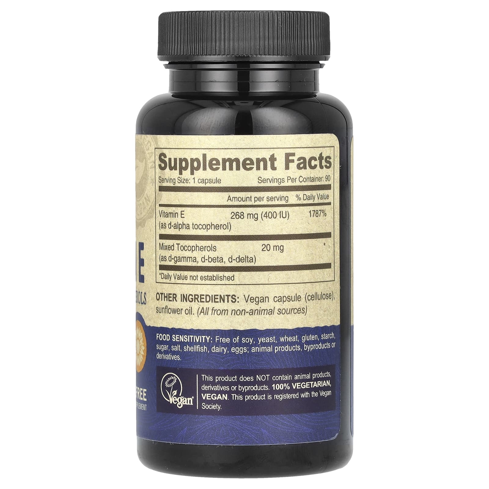 Deva Vegan, Vegan E 400 IU-Mixed Tocop, 90 Capsules UPC 895634000324 | HiLife Vitamins