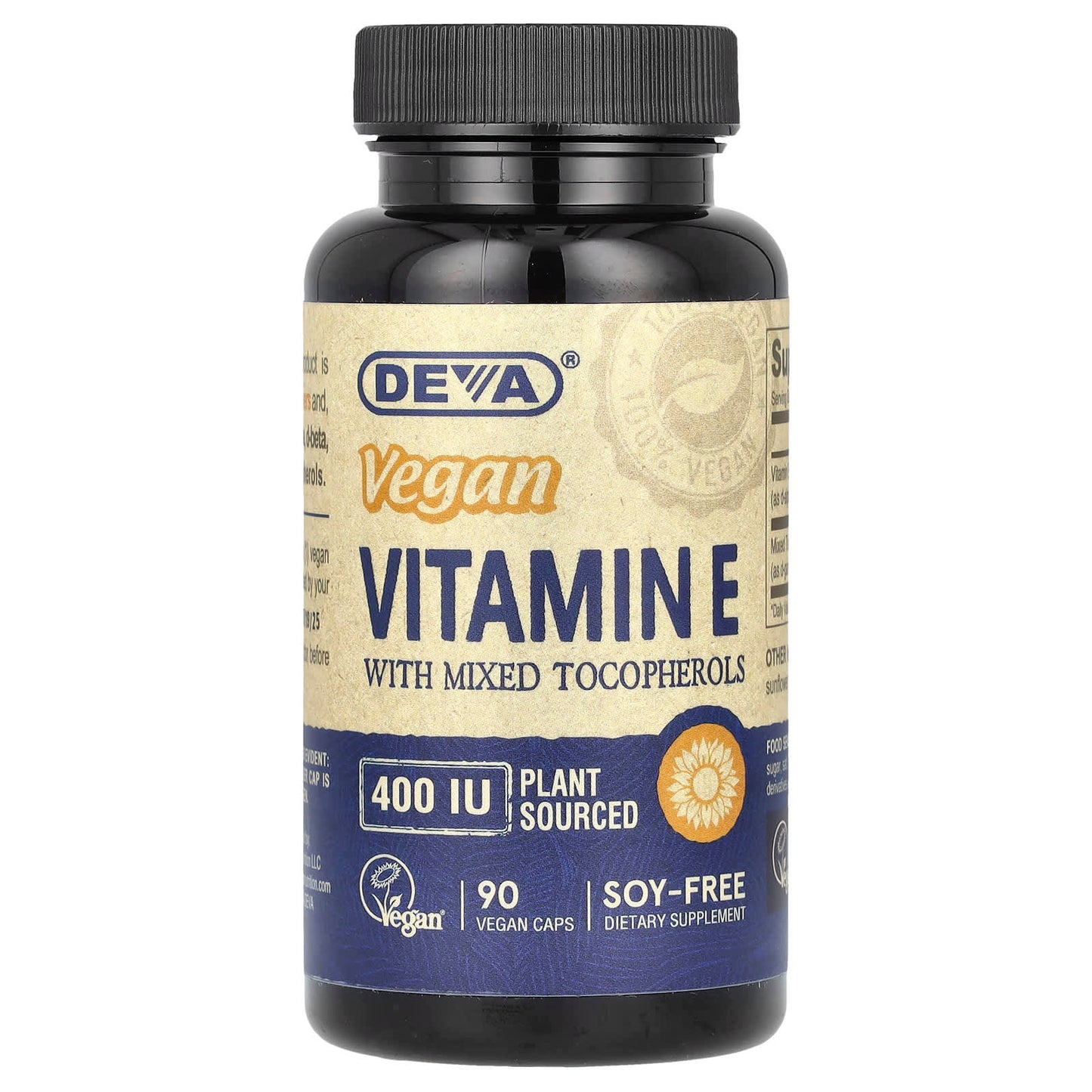 Deva Vegan, Vegan E 400 IU-Mixed Tocop, 90 Capsules UPC 895634000324 | HiLife Vitamins