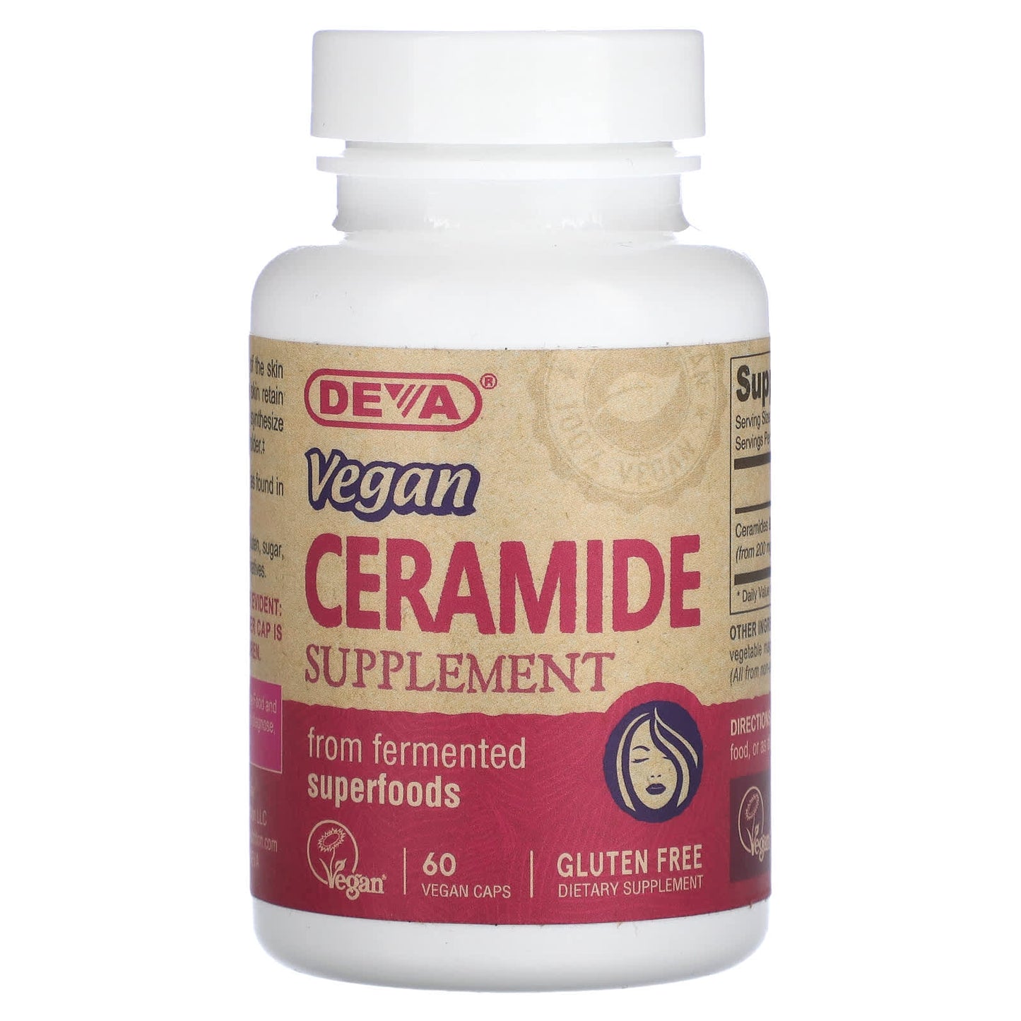 Deva Vegan, Vegan Ceramide Skin Support, 60 Tablets UPC 895634000348 | Hilife Vitamins