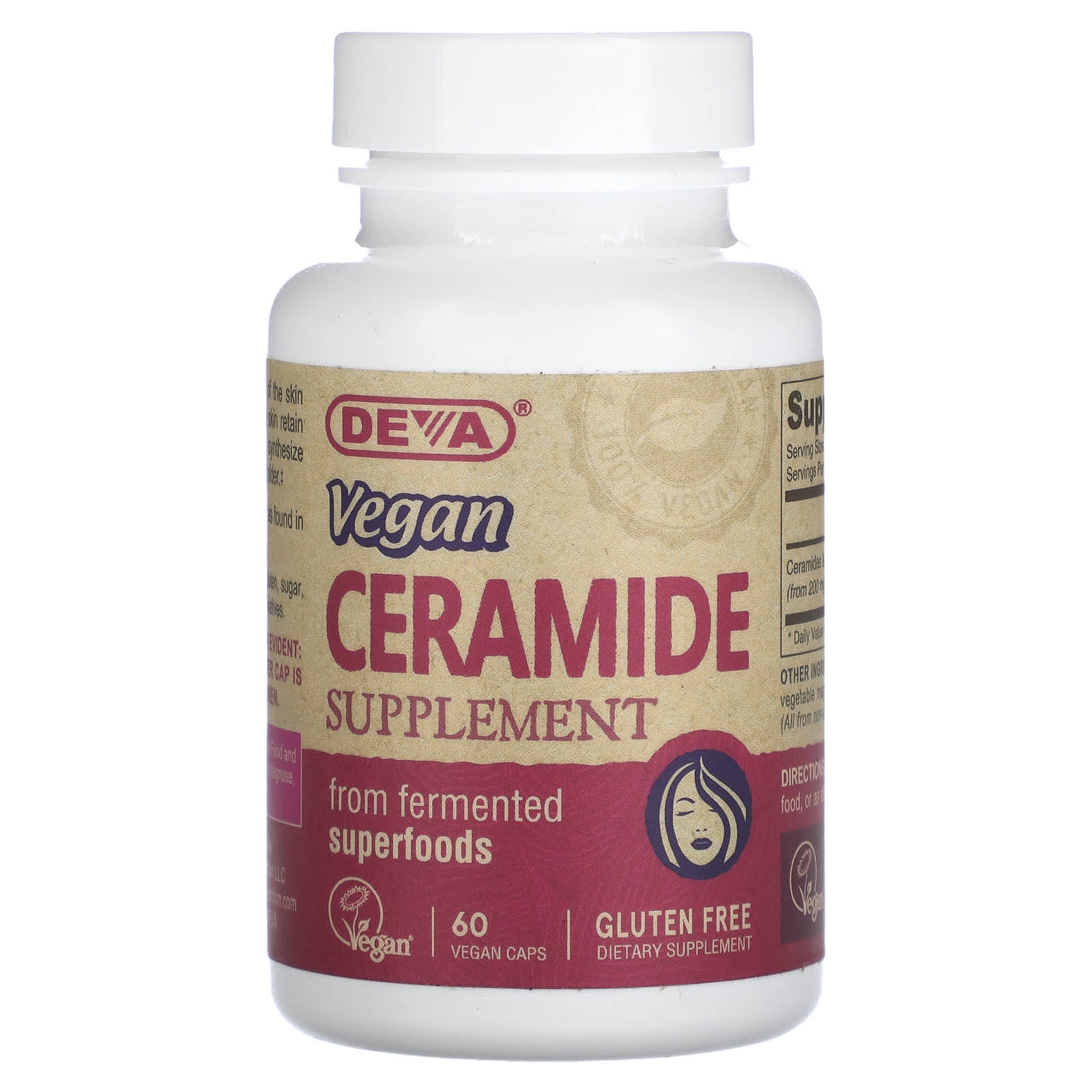 Deva Vegan, Vegan Ceramide Skin Support, 60 Tablets UPC 895634000348 | Hilife Vitamins