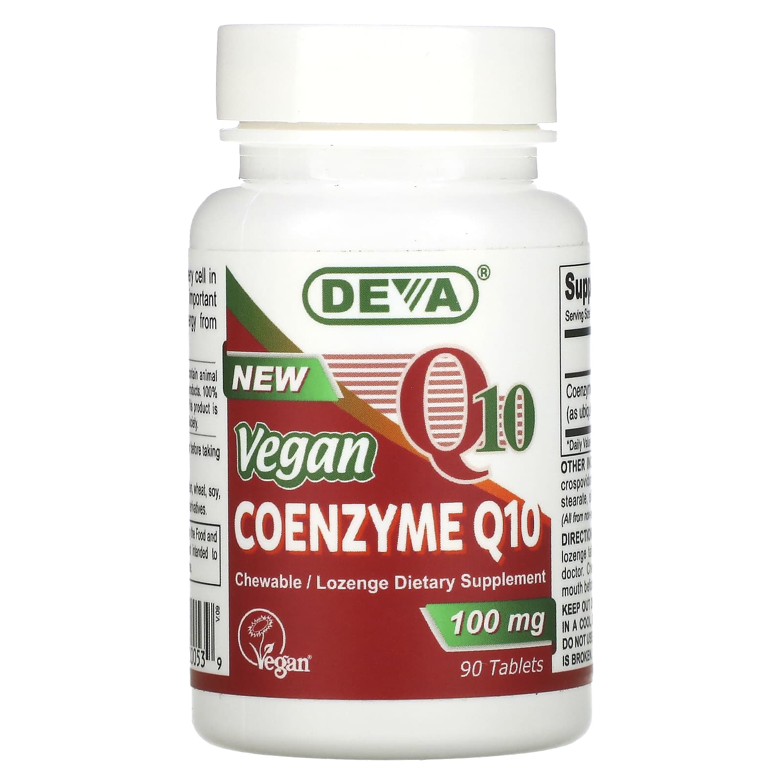 Deva Vegan, Vegan Coq10 100 mg, 90 Chewables UPC 895634000539 | Hilife Vitamins