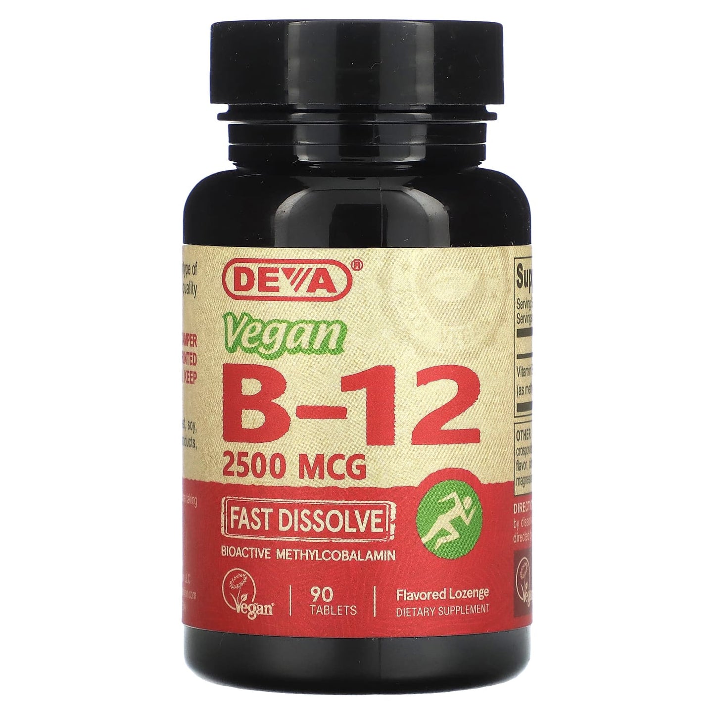 DEVA, Vegan B12 2500mcg Sublingual, 90 TABLET UPC 895634000430 | Hilife Vitamins