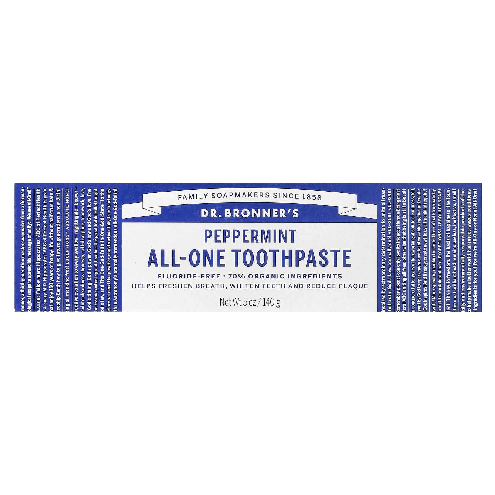 Dr. Bronner’s, All-One Toothpaste Peppermint, 5 Oz UPC 018787500712 | Hilife Vitamins