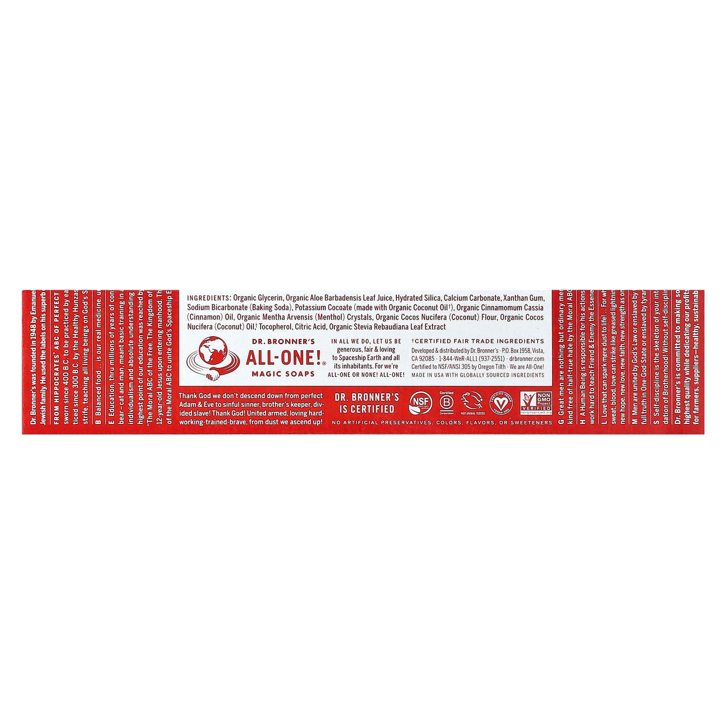 Dr. Bronner’s, All-One Toothpaste Cinnamon, 5 Oz UPC 018787500729 | Hilife Vitamins